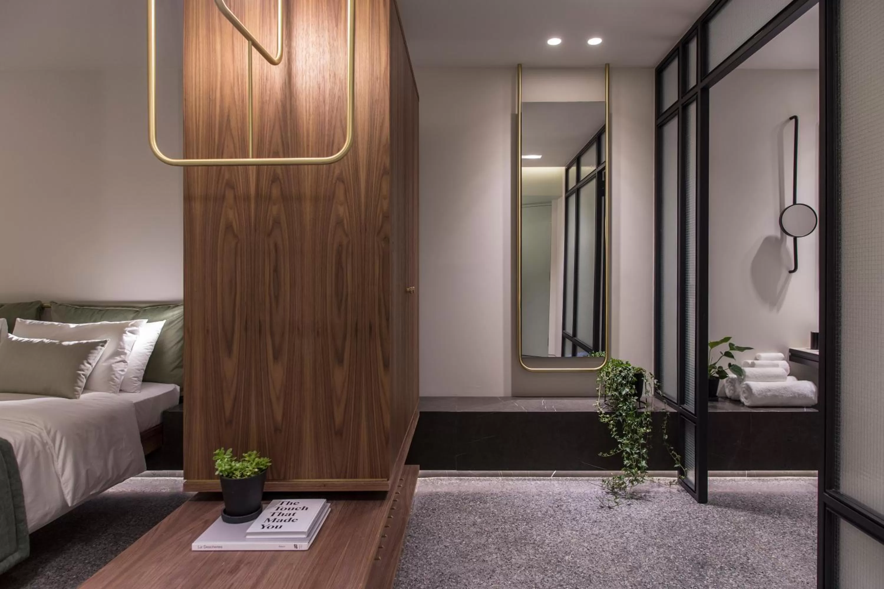 Shower, Bed in Perianth Hotel, a Member of Design Hotels