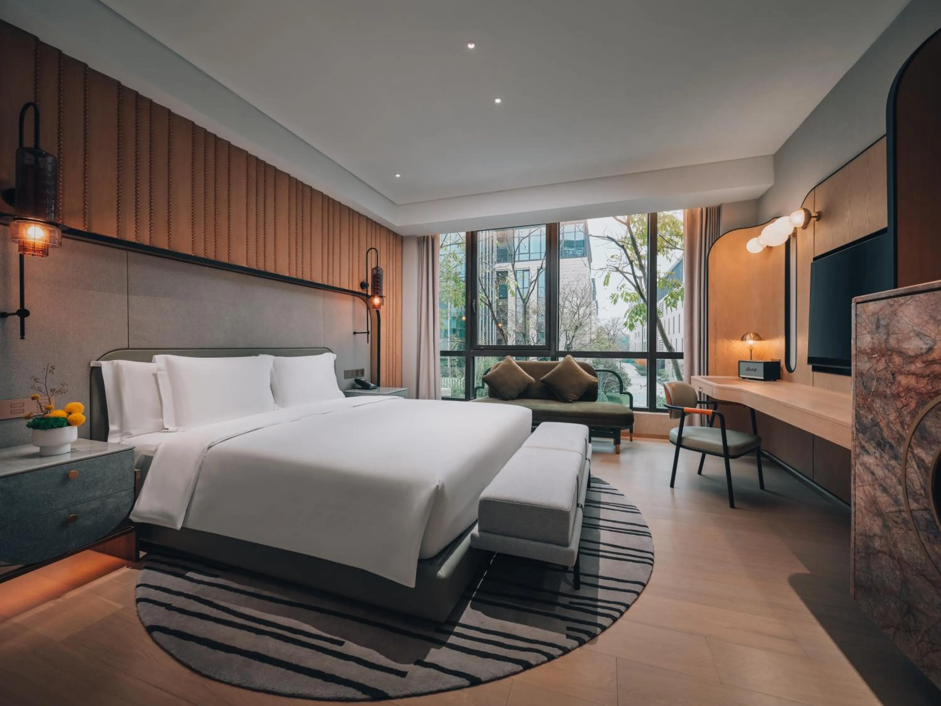View (from property/room), Bed in Hotel Indigo Hangzhou Uptown,Close to Westlake , boutique design hotel with freeflow minibar