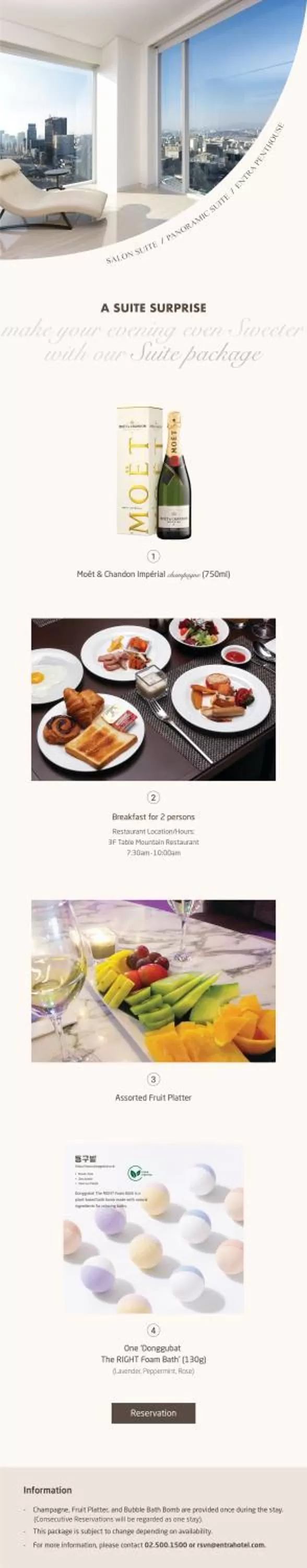 Special Offer - Salon Suite with Breakfast for 2, a Bottle of Moet Champagne, Fruits platter, Bath Bomb in Hotel Entra Gangnam