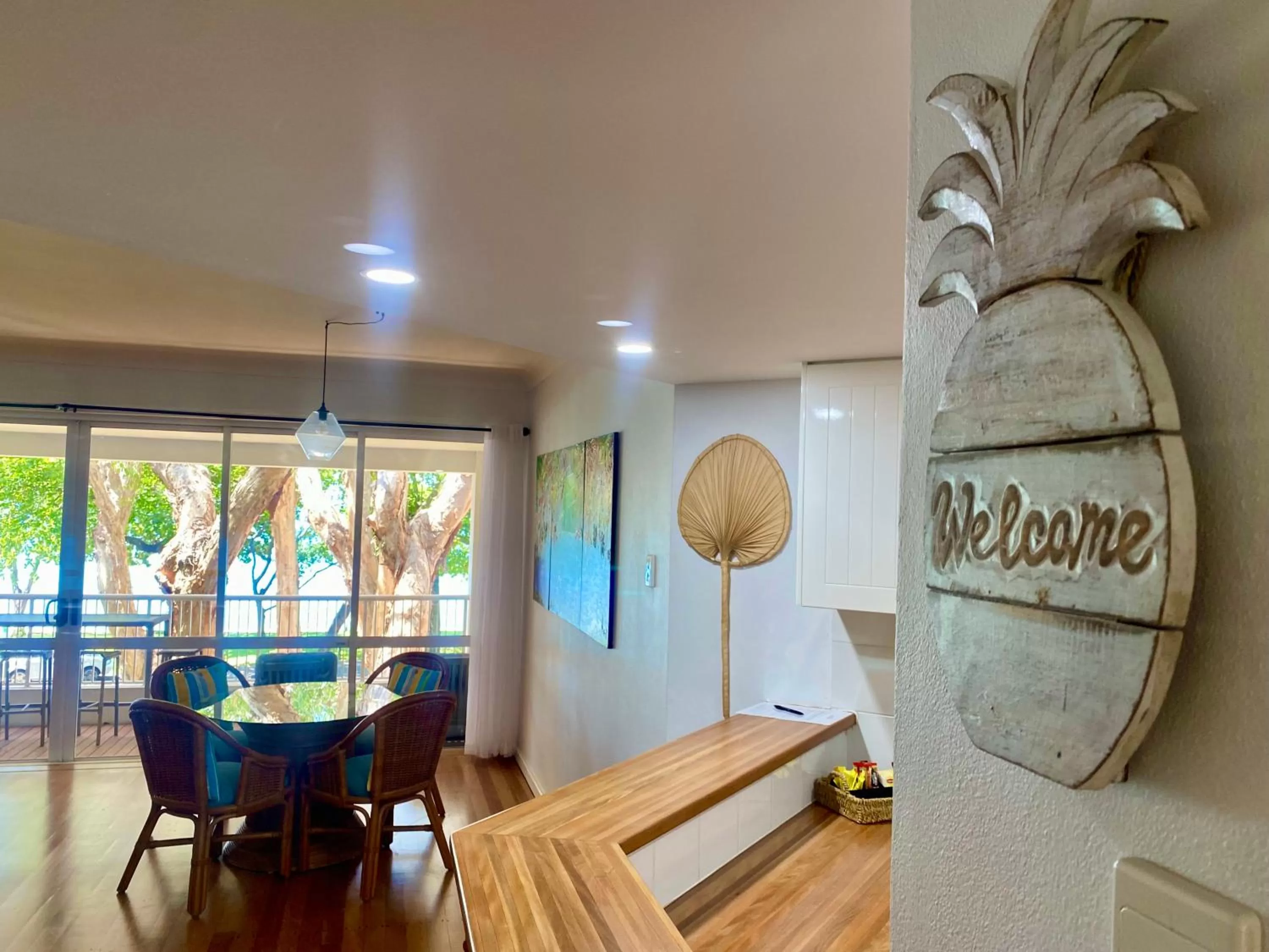 Dining area in BeachView Apartments at Villa Paradiso