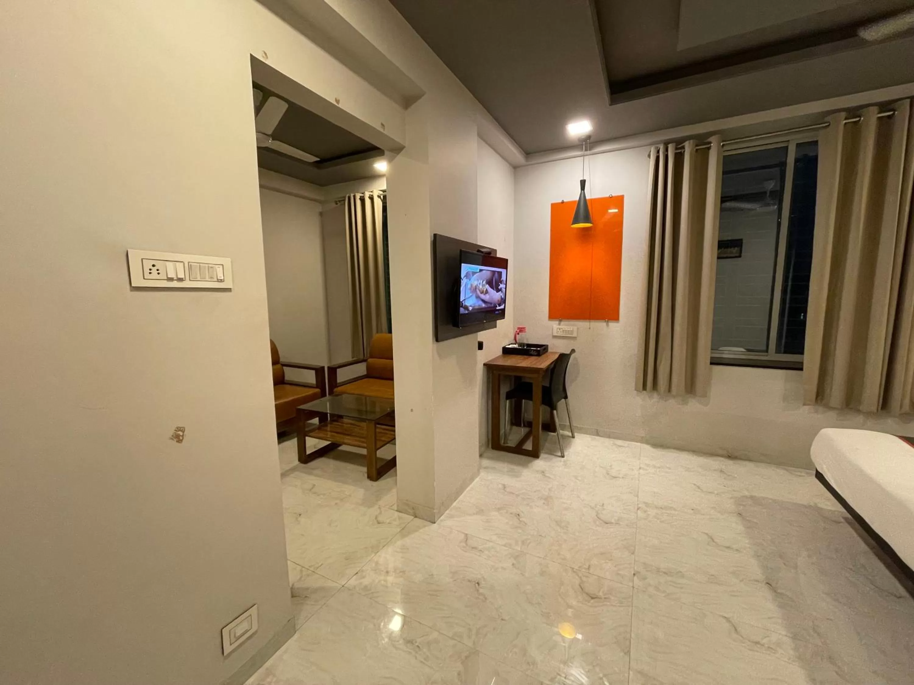 Living room, TV/Entertainment Center in Manomay Homes