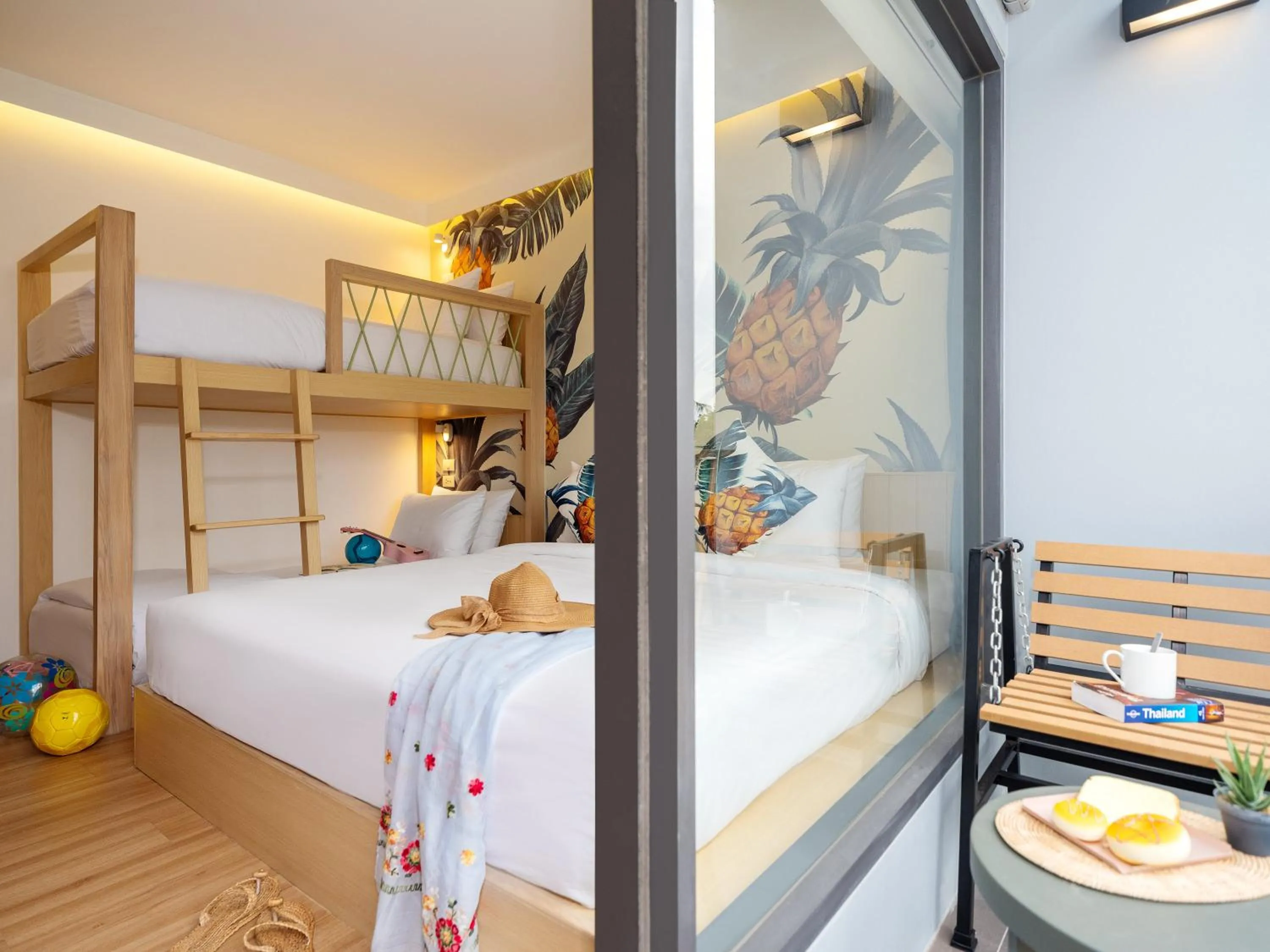 Balcony/Terrace, Bed in Lub d Koh Samui Chaweng Beach - Beachfront & Vibrant Social Vibe