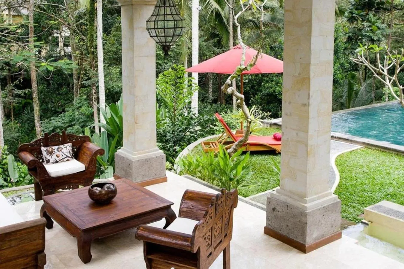 Seating area in Suara Air Luxury Villa Ubud