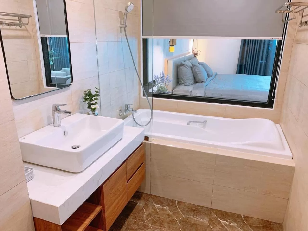 Shower, Bed in Tony Apartment -FLC Sea Tower Quy Nhon