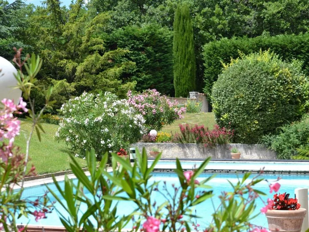 Pool view in La Devinière