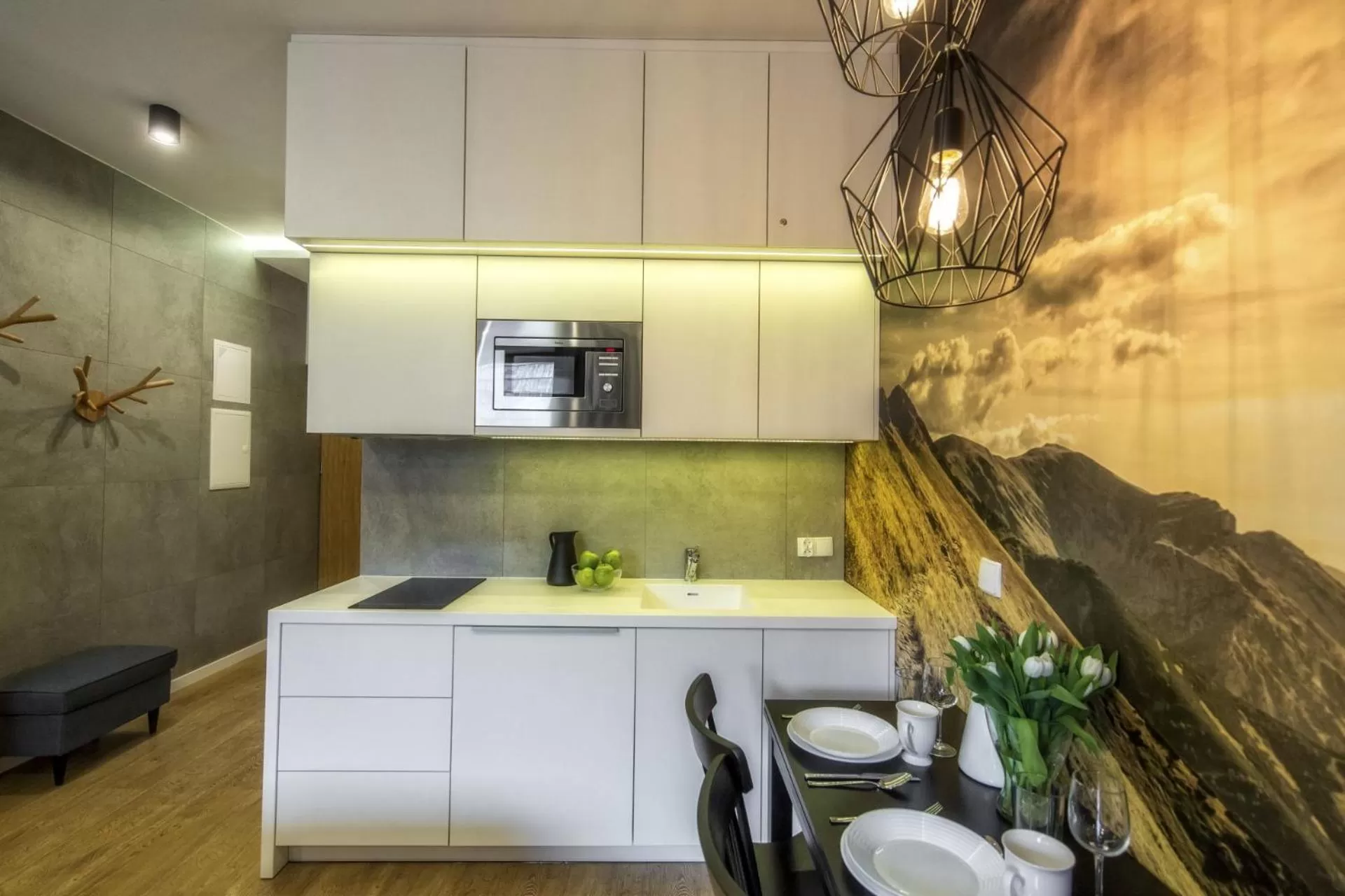 Kitchen or kitchenette in Aparthotel Giewont