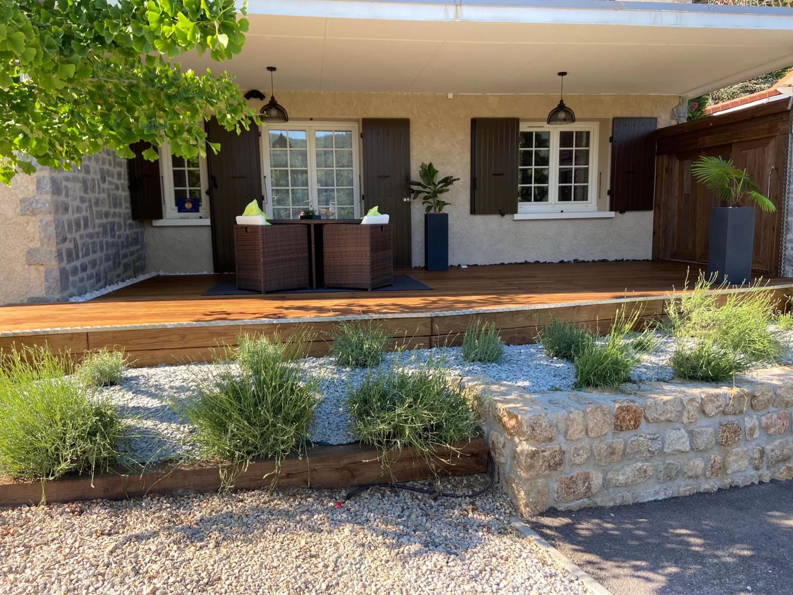 Patio in Chambre d'hôtes de la Riaille 400 m de la dolce via