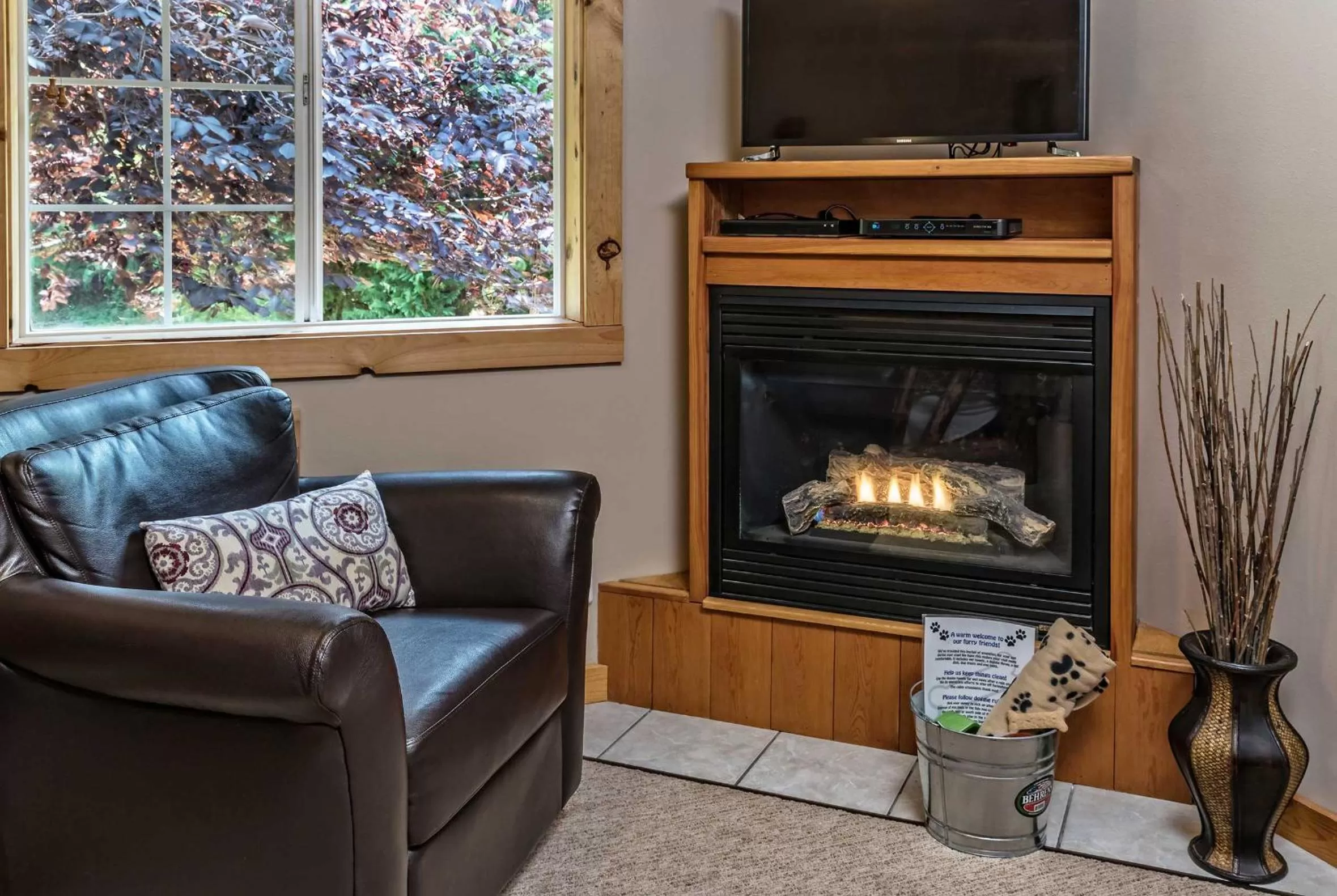 Seating area in Carson Ridge Luxury Cabins