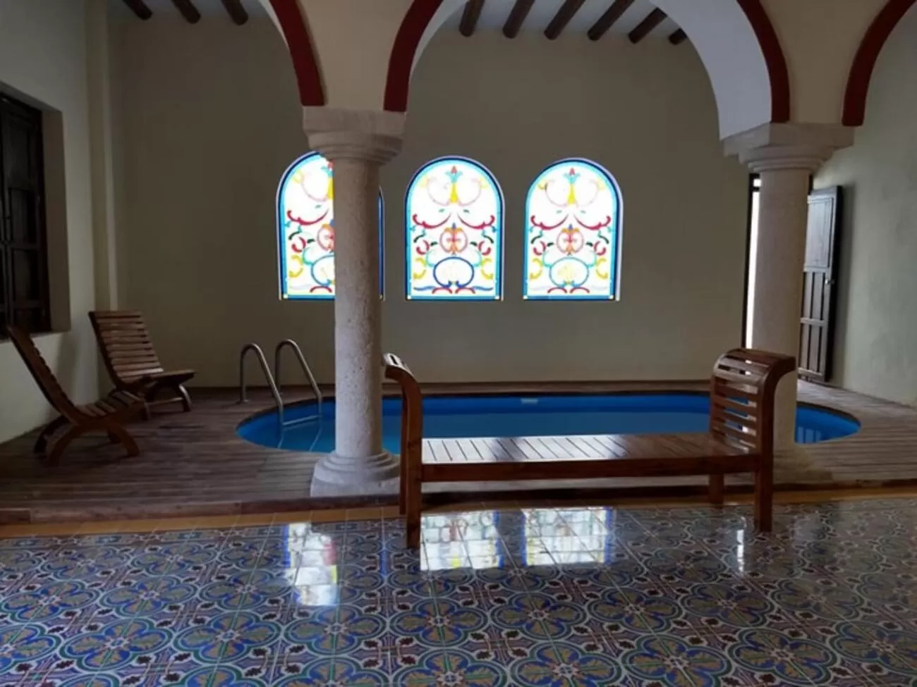 Swimming pool in Hotel Catedral Valladolid Yucatan