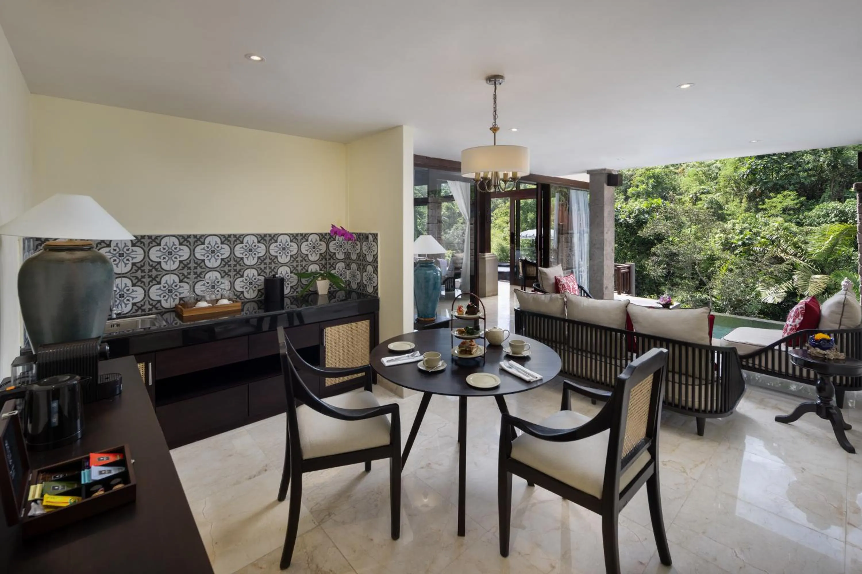 Seating area in The Kayon Valley Resort