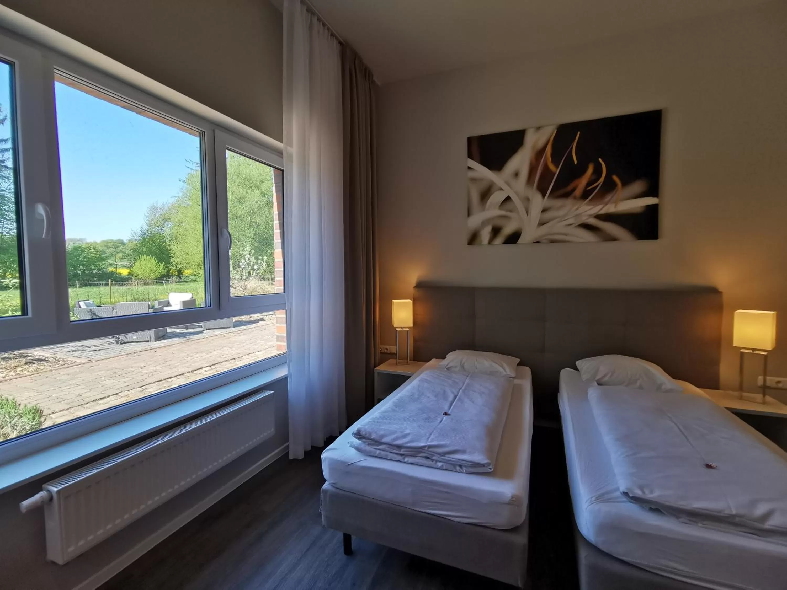 View (from property/room), Bed in Hotel Gutsmühle