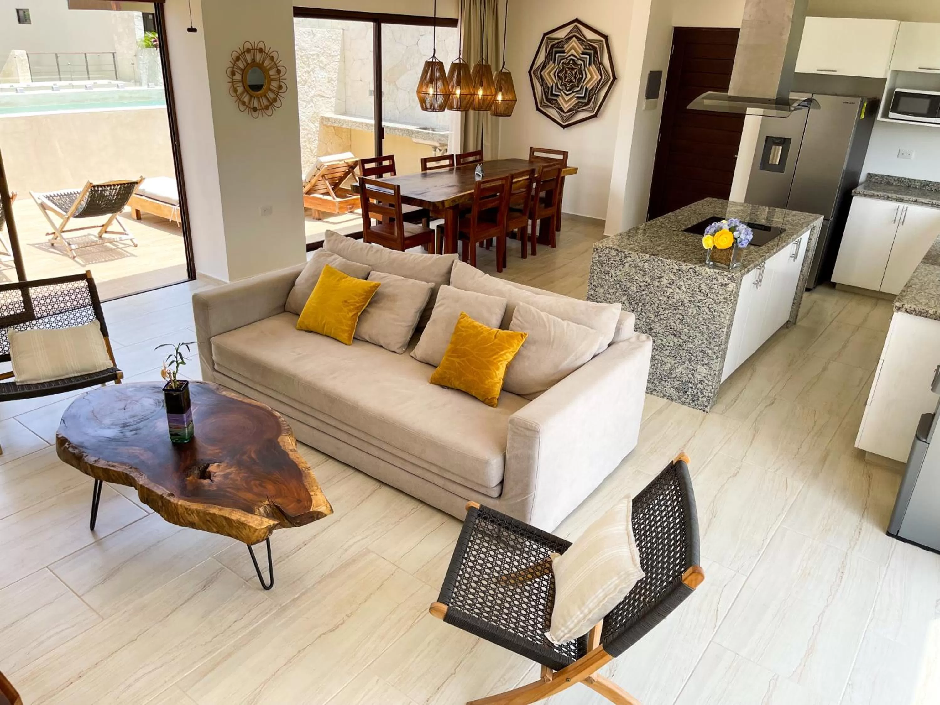 Living room, Seating Area in Apartment and Penthouse Blue Luxury Kukulkan Tulum