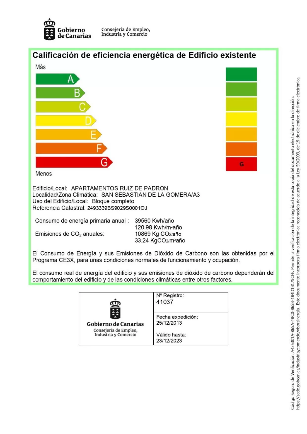 Certificate/Award in Hotel Apartamentos Villa Gomera