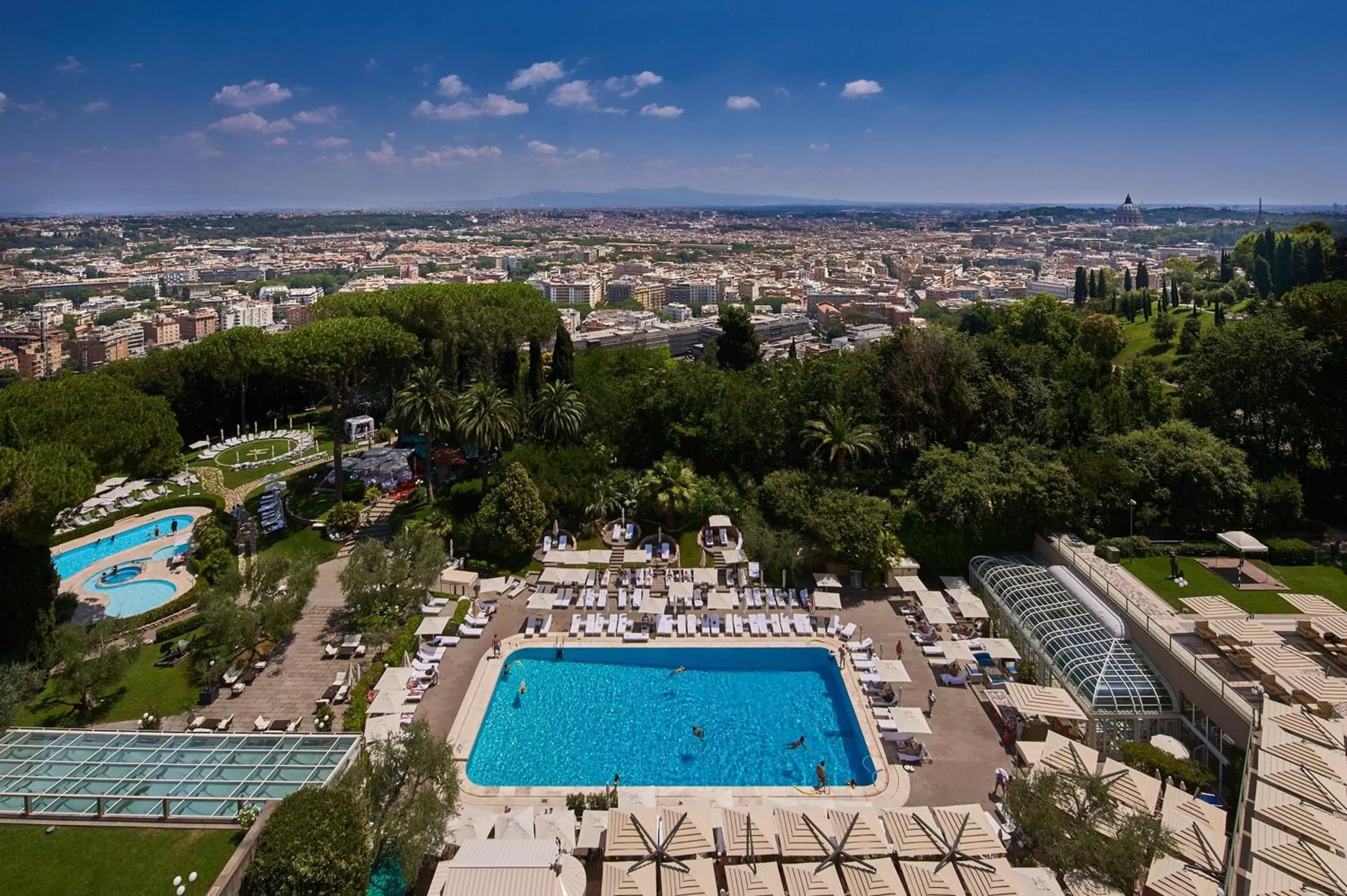 Pool view in Rome Cavalieri, A Waldorf Astoria Hotel