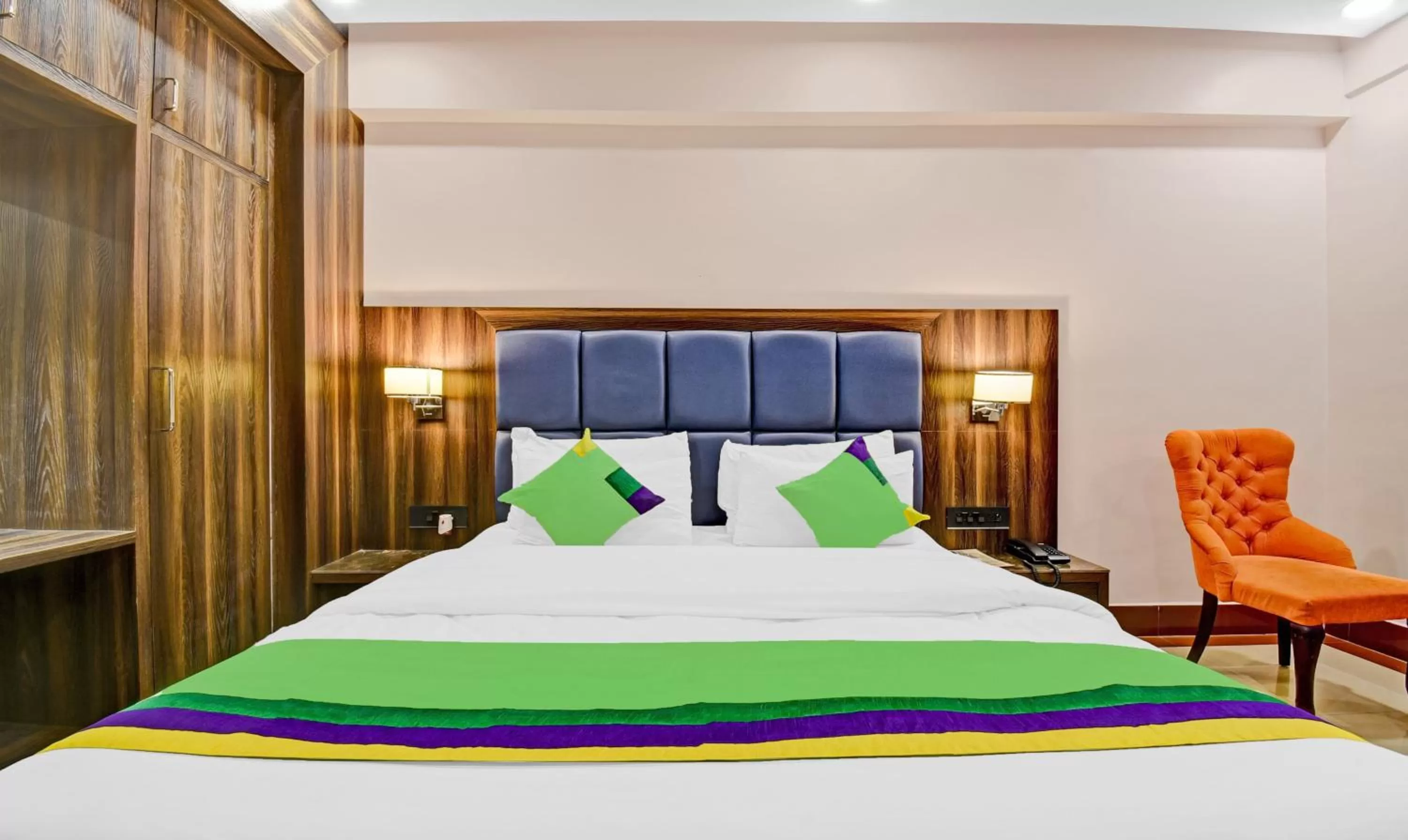 Bedroom, Bed in Treebo Trend The Pearl Bliss