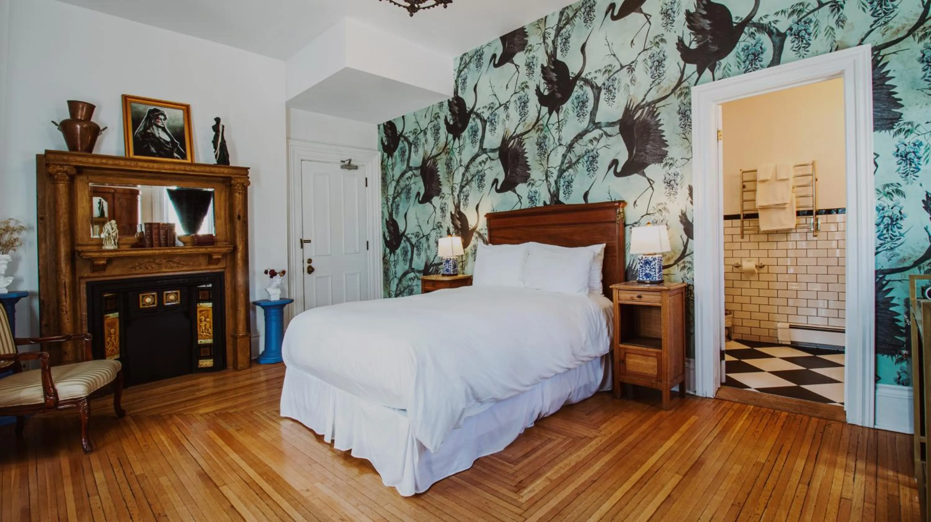 Bedroom, Bed in Merrill House