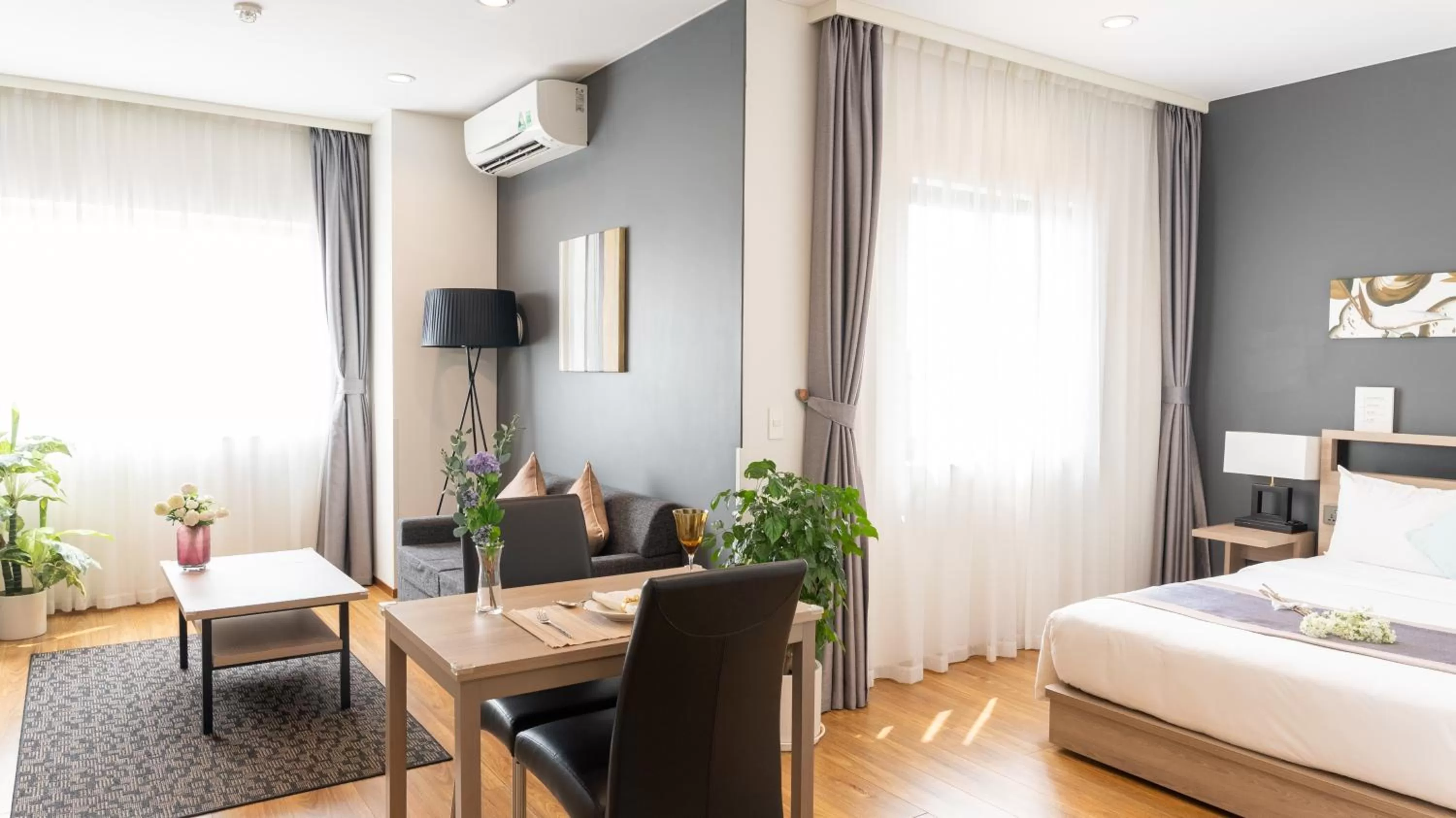 Living room, Bed in Roygent Parks Hanoi