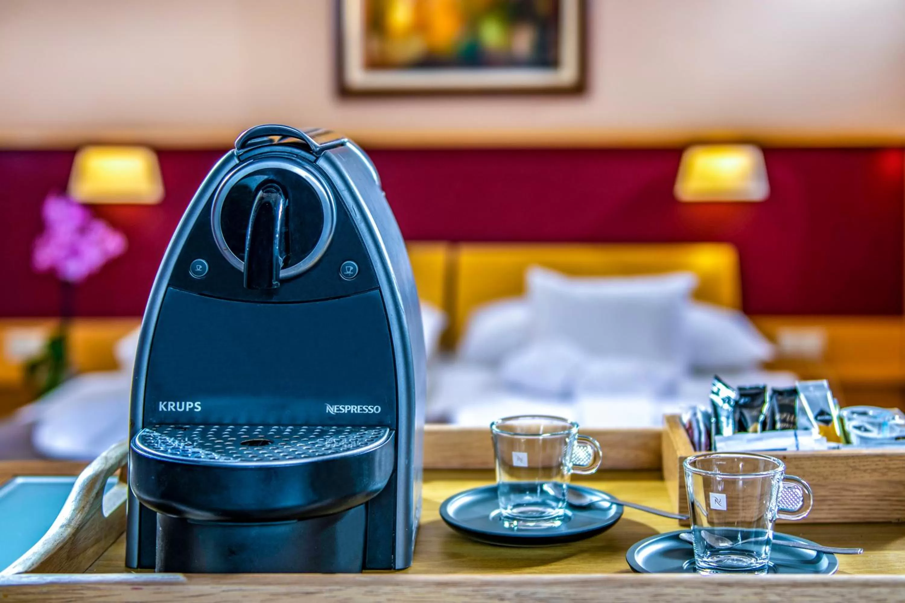 Coffee/tea facilities, Bed in Dráva Hotel Thermal Resort