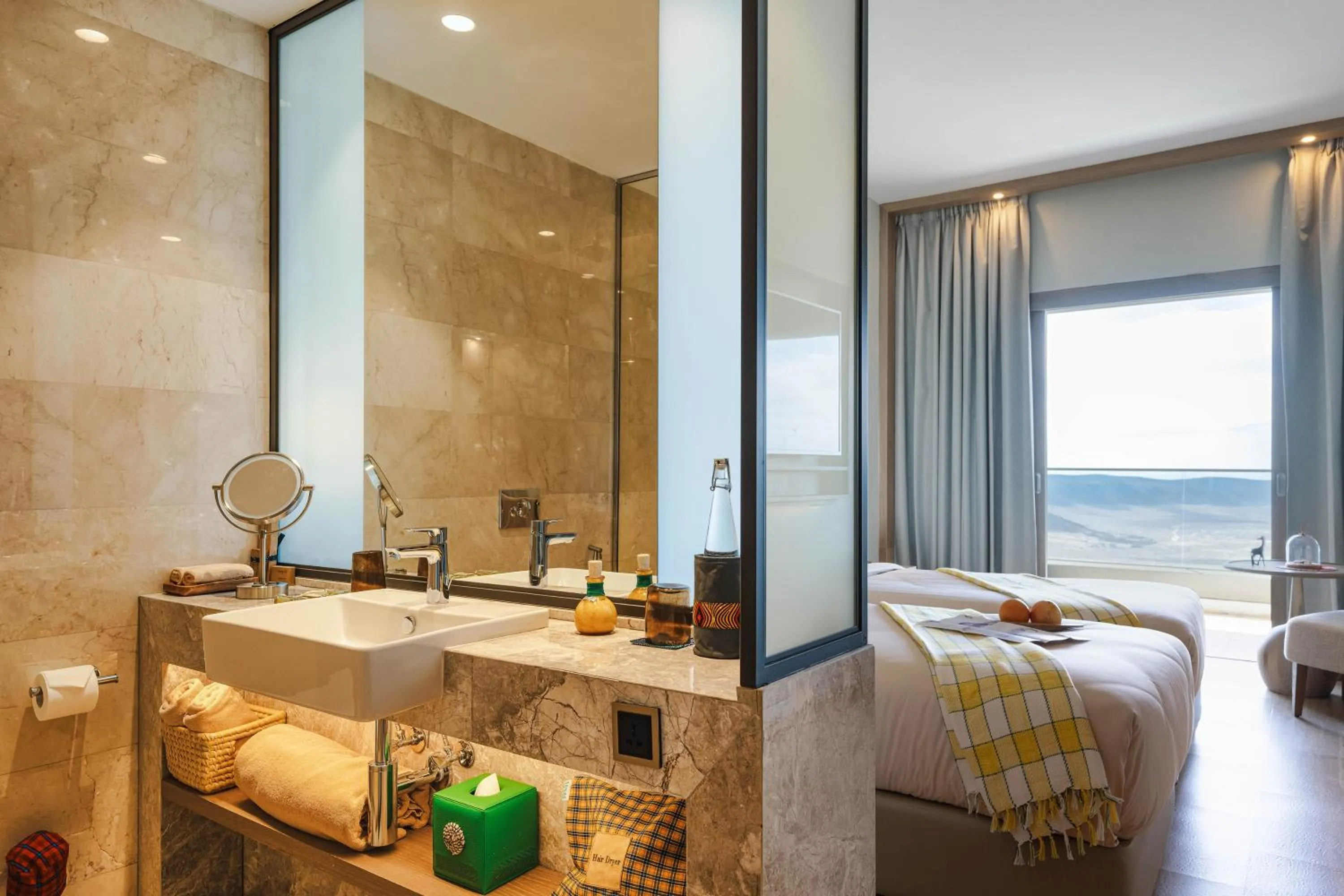 Bathroom, Bed in Ngorongoro Lodge member of Melia Collection - The Leading Hotels of the World