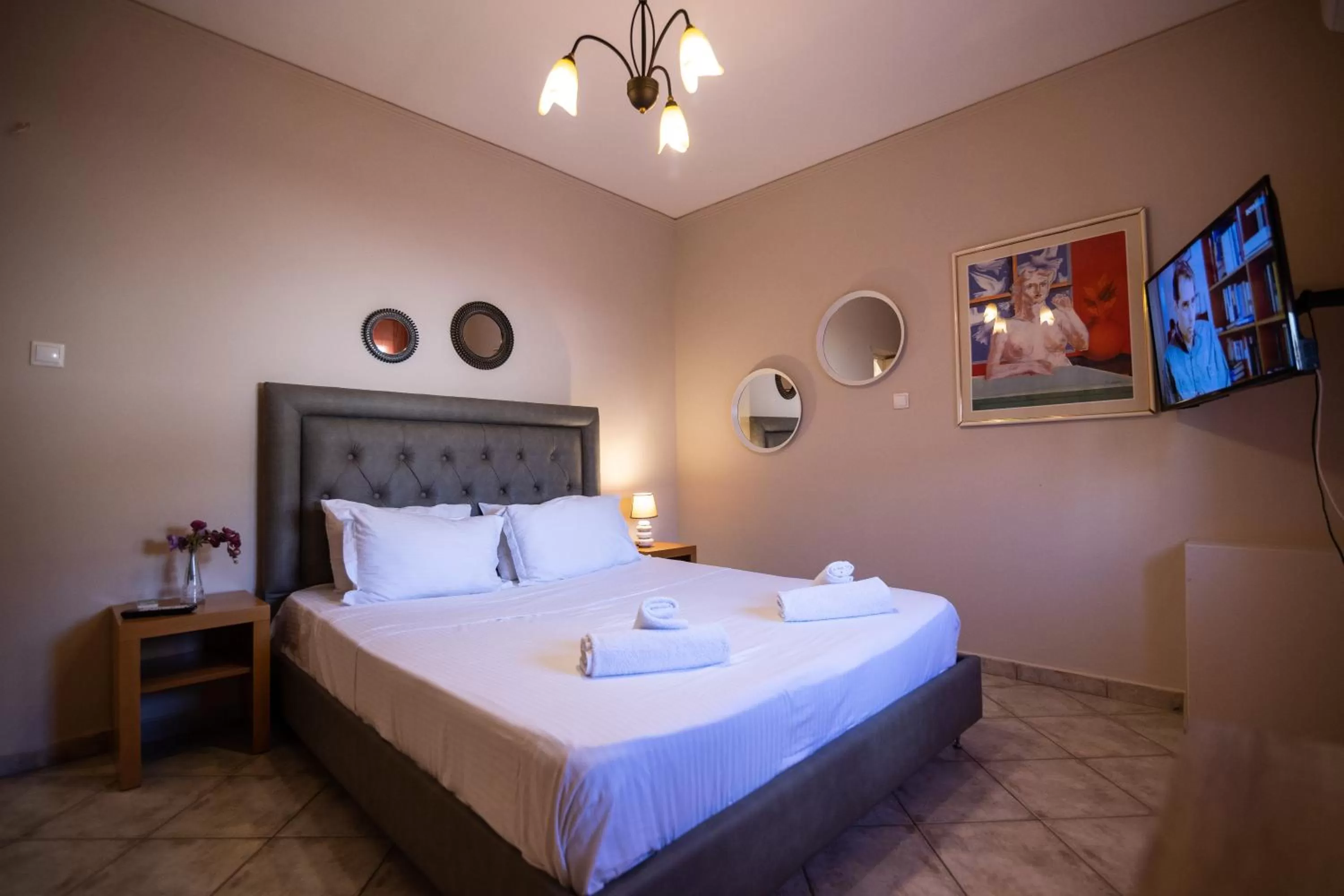 Bed in Votsalakia Hotel & Luxury Apartments