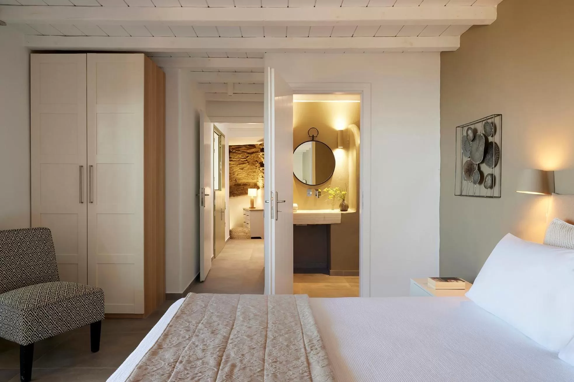 Bed in Aeolis Tinos Suites