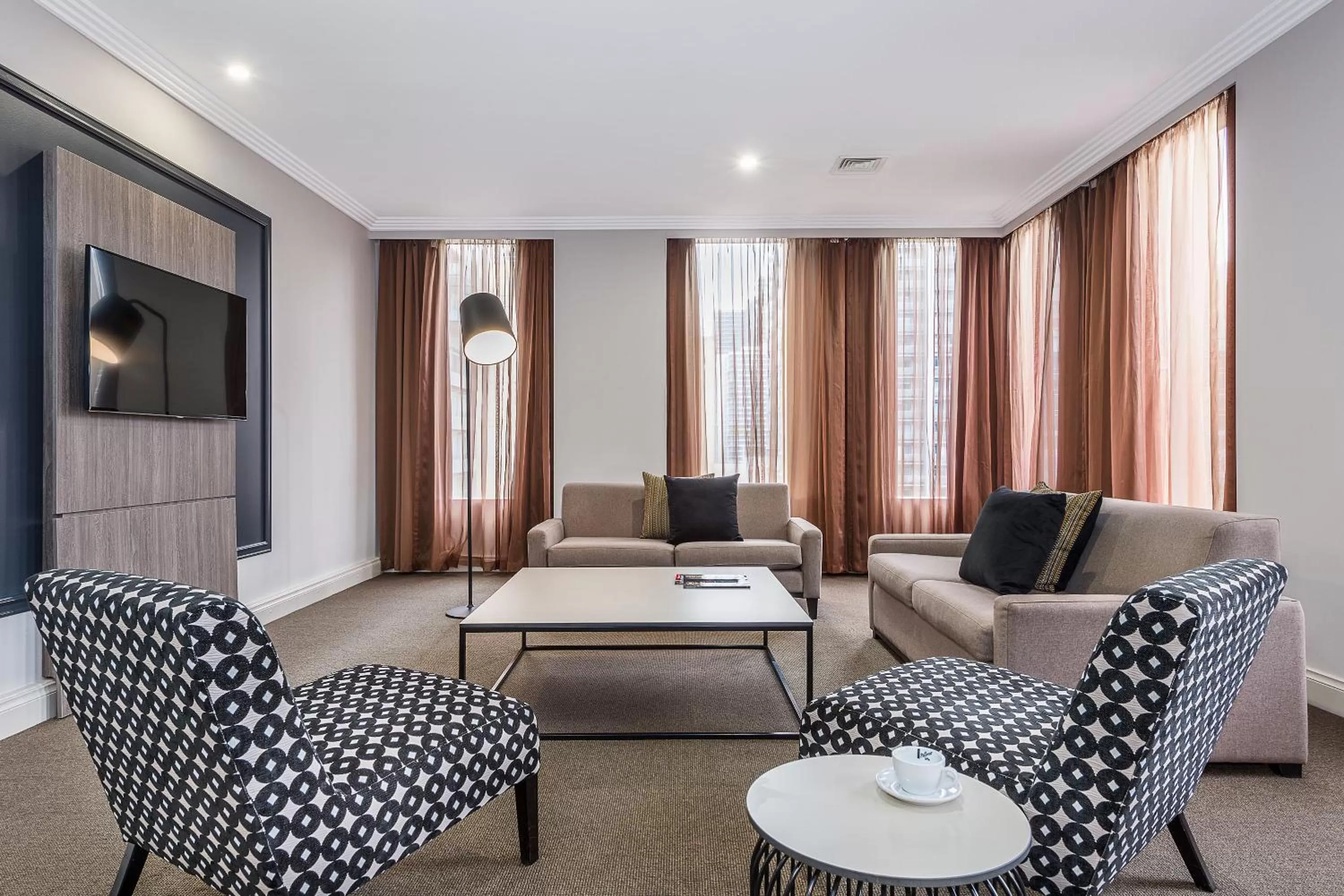 Seating area in Mantra on Little Bourke Melbourne