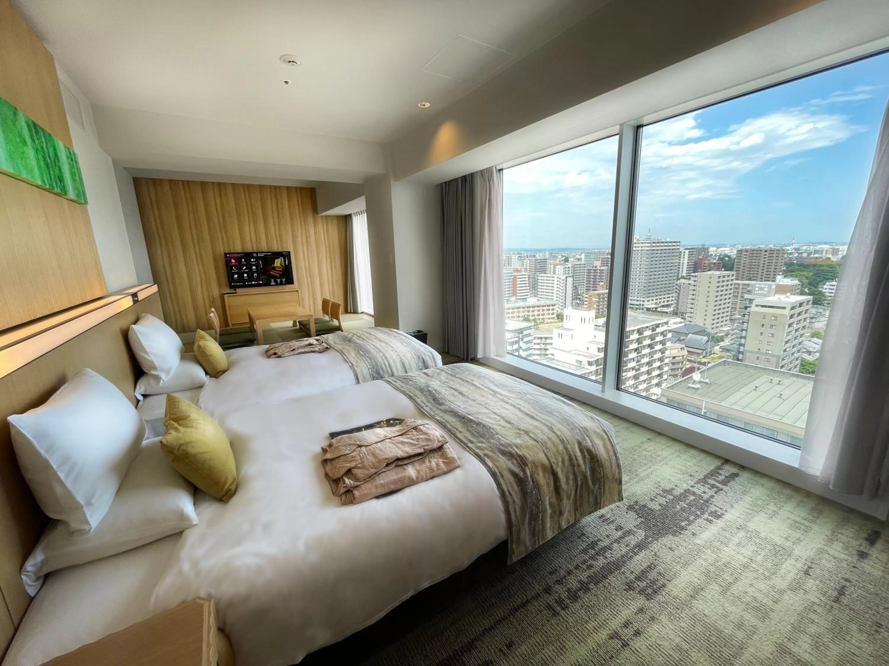 View (from property/room), Bed in Hotel GrandBach Sendai