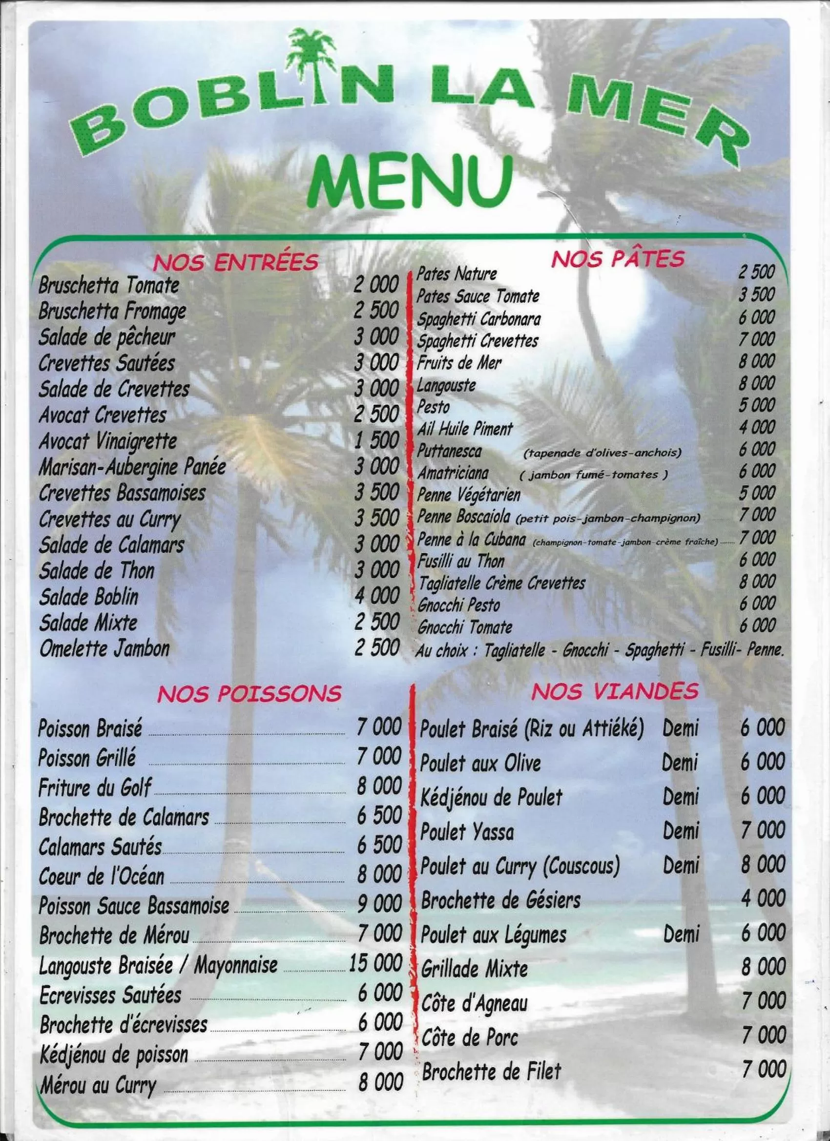 Boblin la Mer hotel restaurant plage