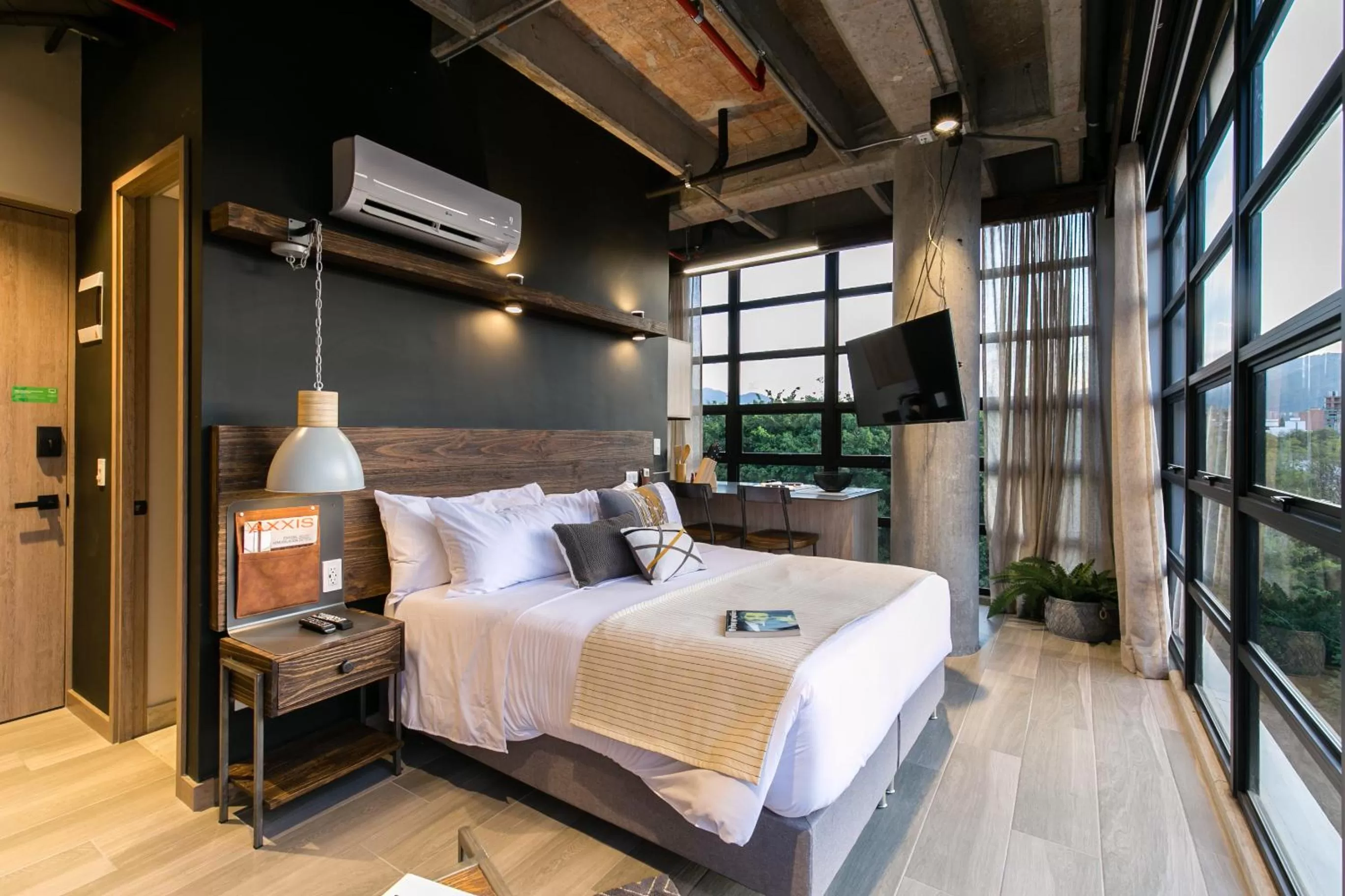 Bed in Factory Lofts Hotel