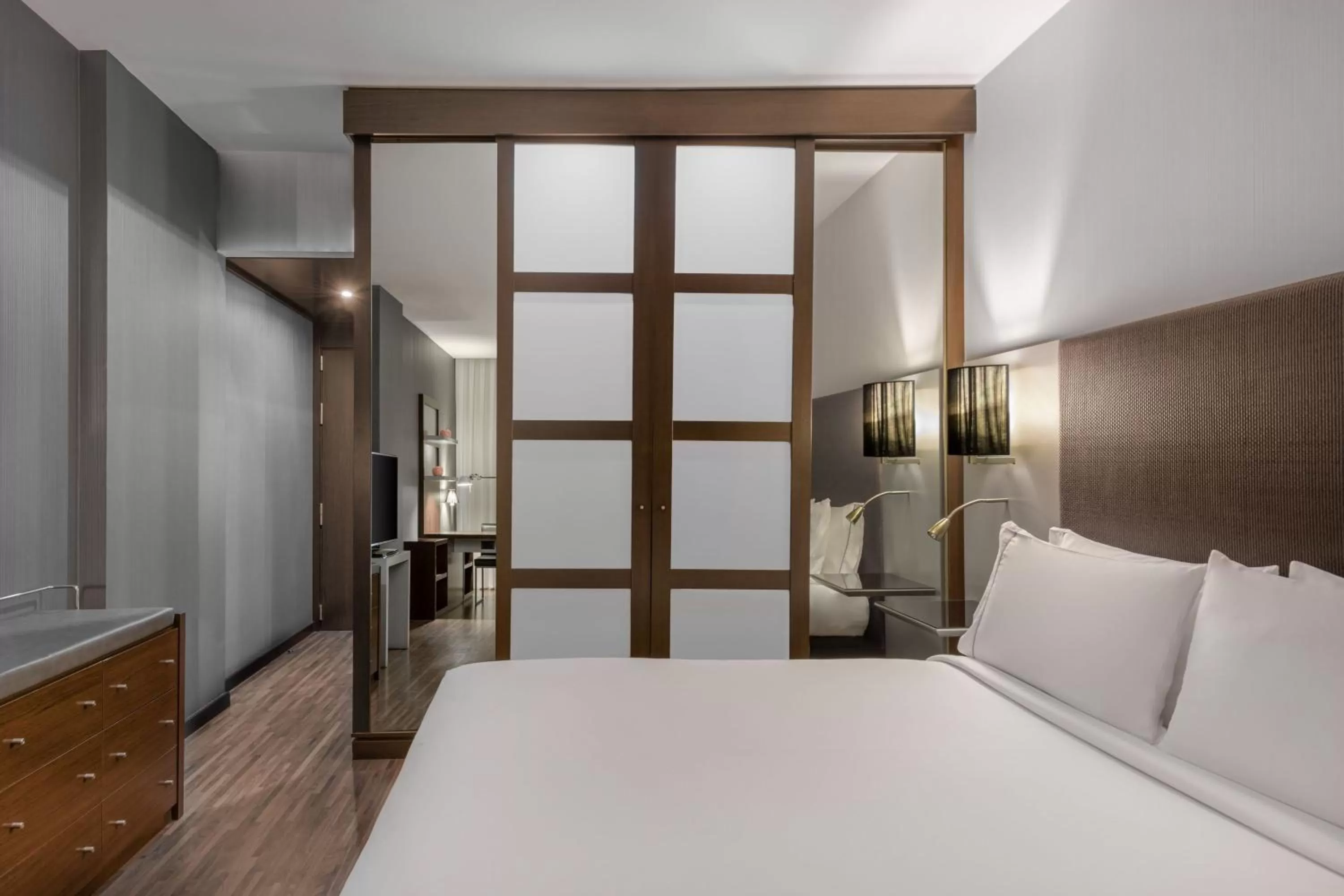 Photo of the whole room, Bed in AC Hotel by Marriott Madrid Airport