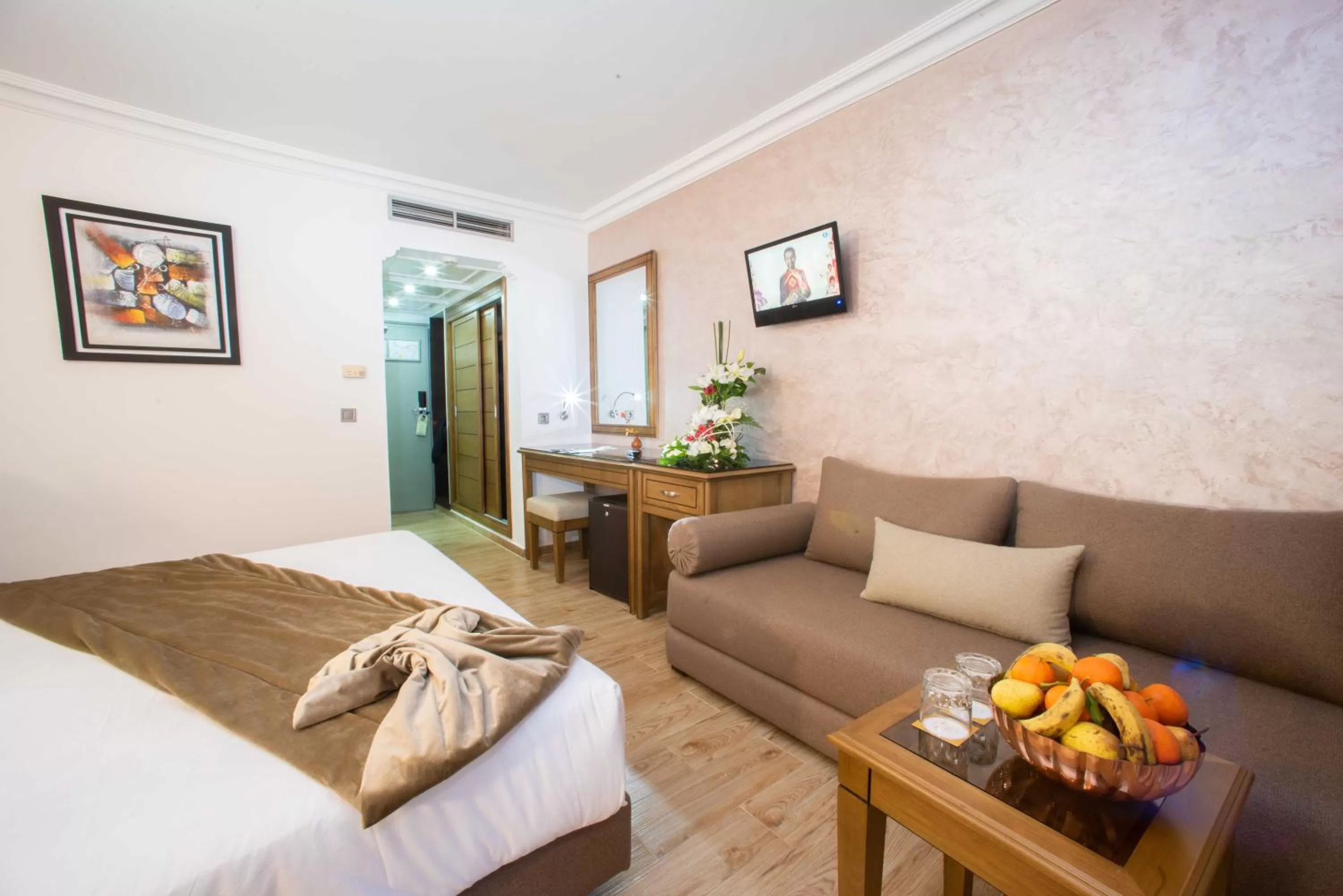 Seating area, Bed in Hotel Argana Agadir