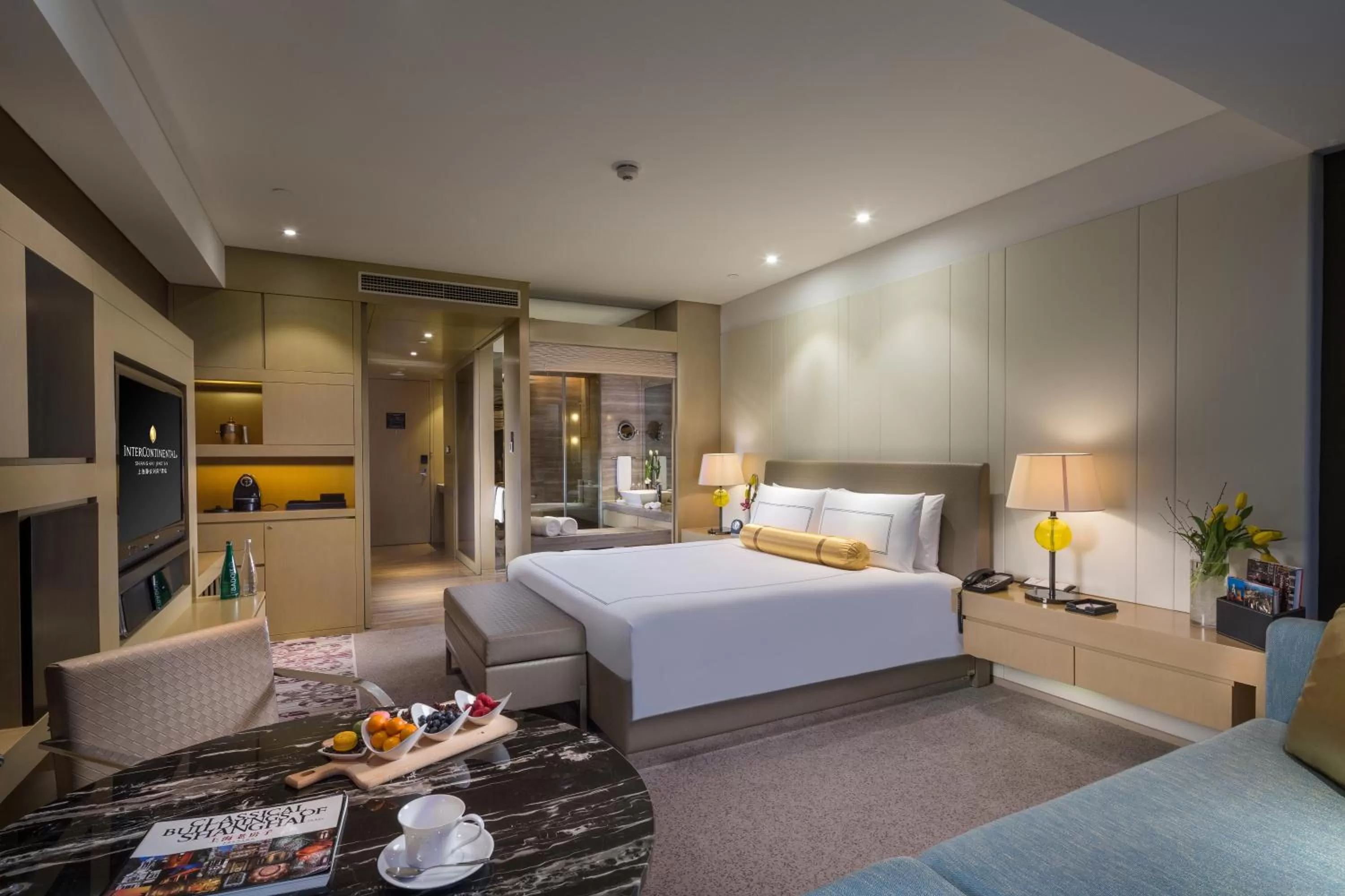 Property building, Bed in InterContinental Shanghai Jing' An by IHG