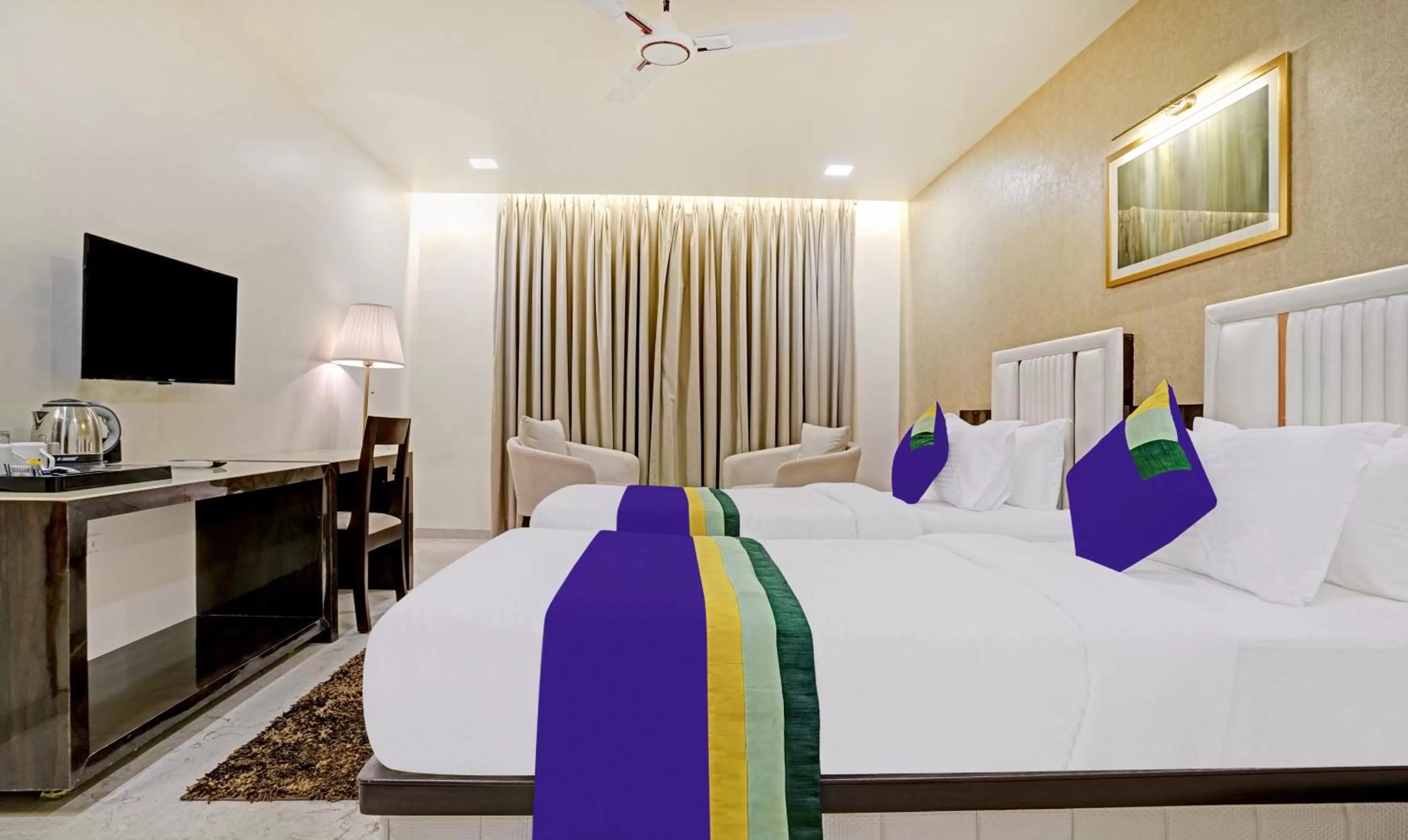 Bedroom, Bed in Treebo Premium Golden Bliss Trimurti Nagar Square