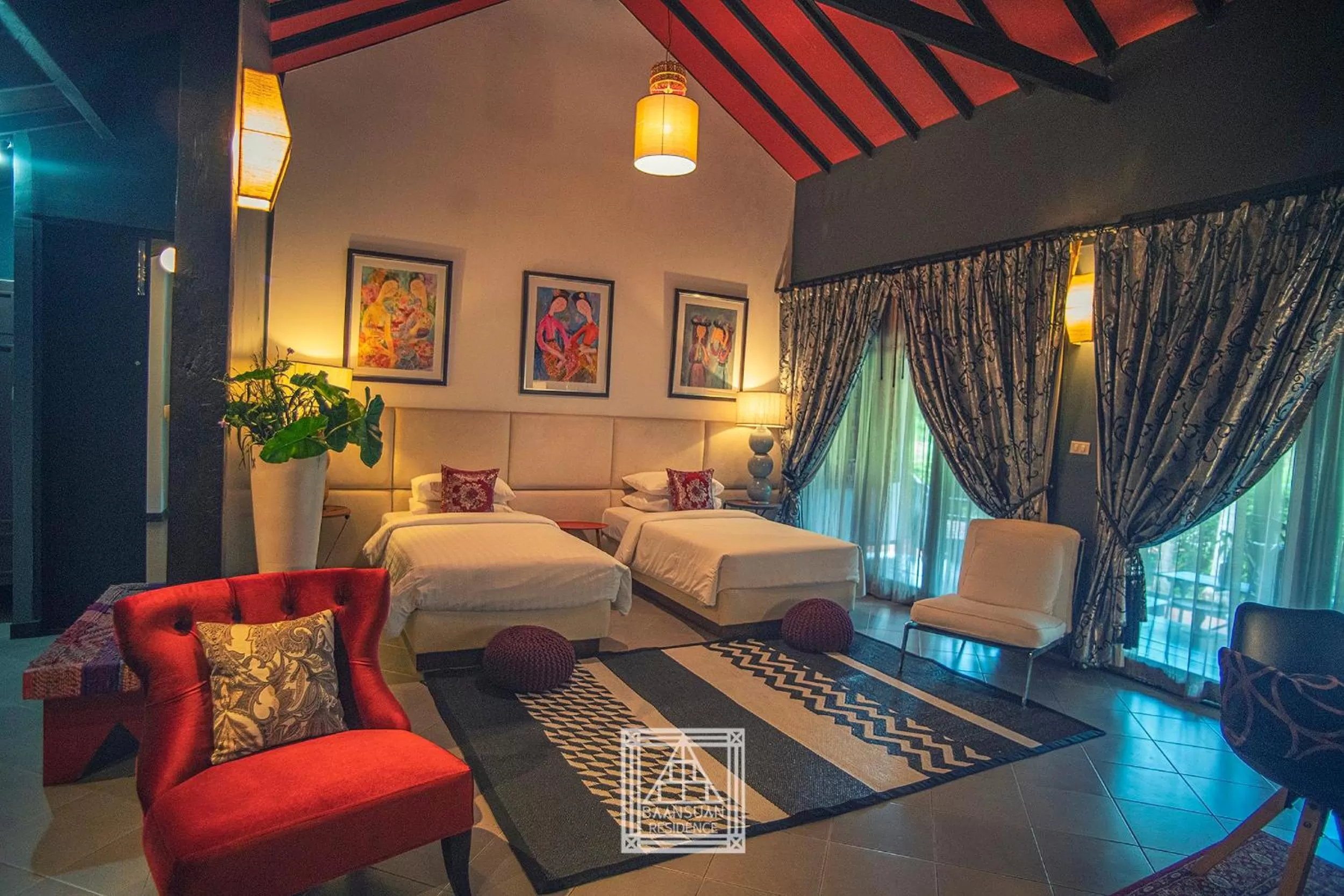 Bed in Baan Suan Residence เฮือนพักบ้านสวน