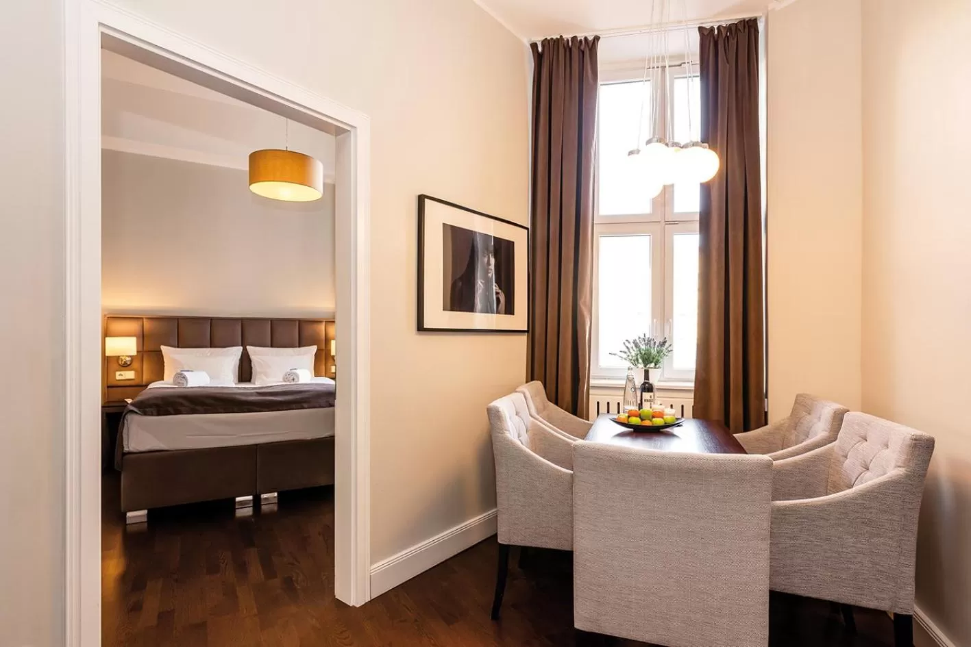 Living room, Bed in Arabel Design Apartments