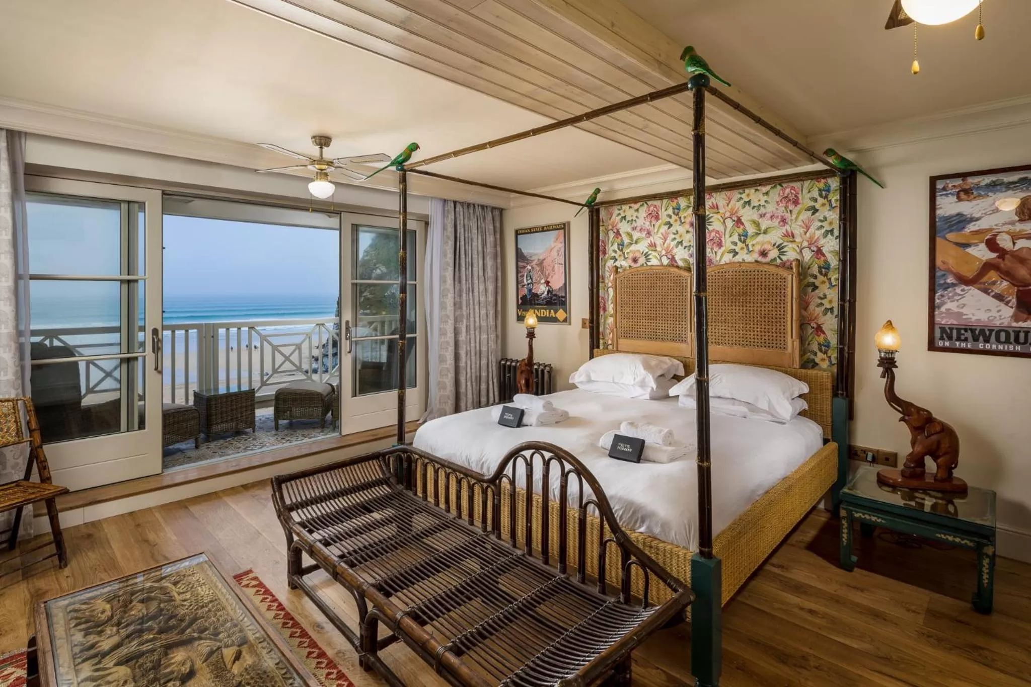 Photo of the whole room, Bed in Tolcarne Beach Colonial Restaurant and Rooms