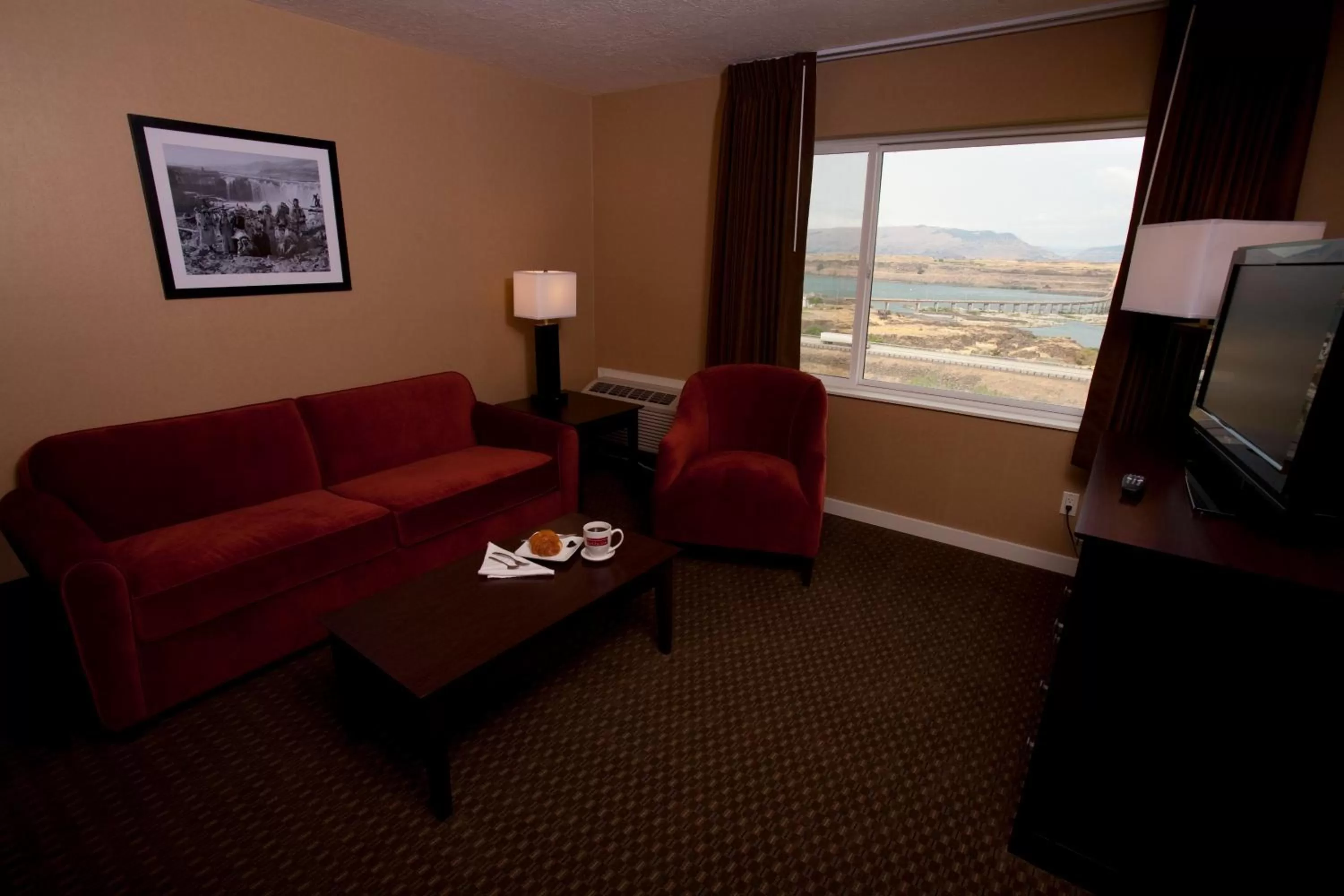 Seating area in Celilo Inn