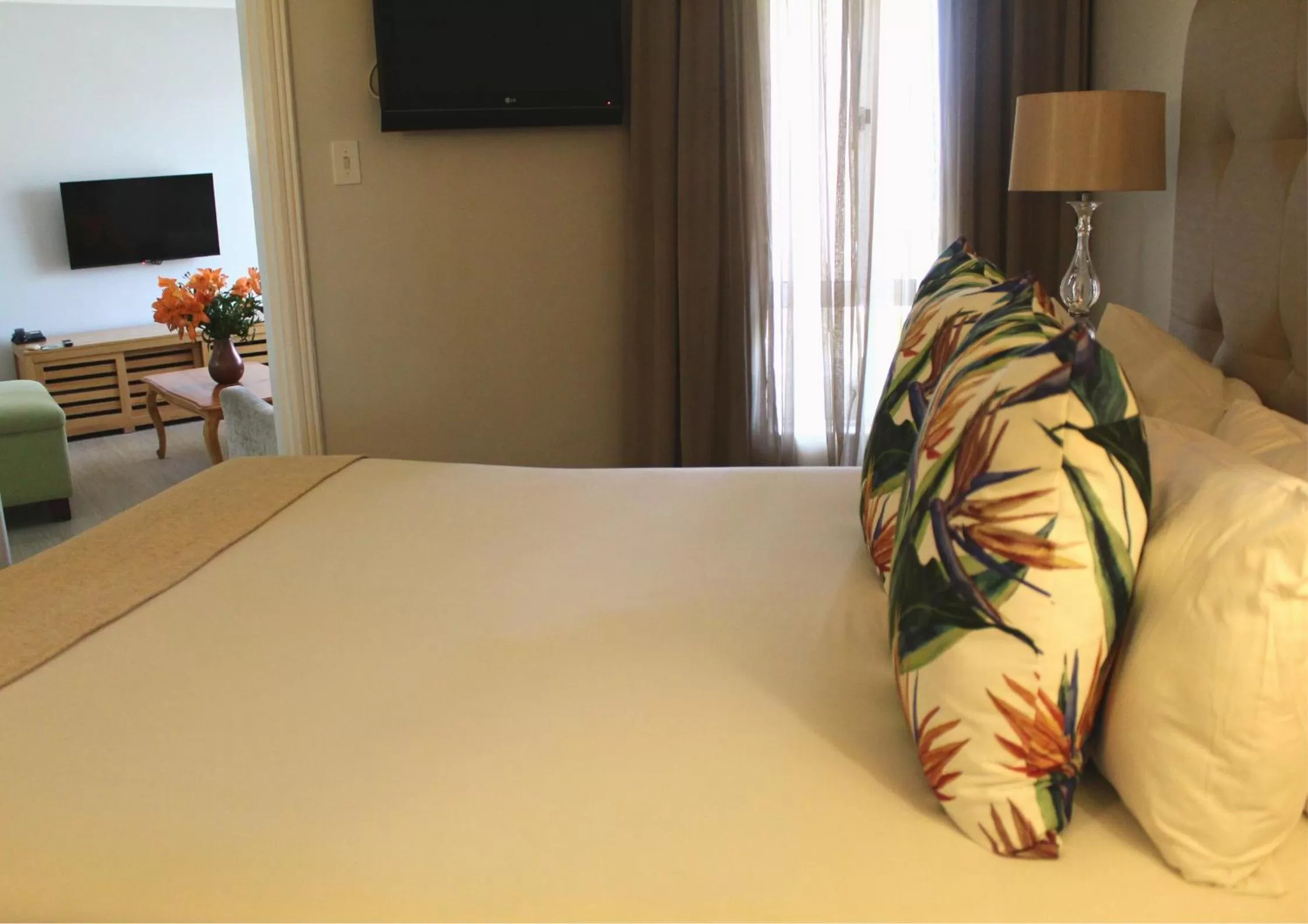 Bed in The Riverside Hotel