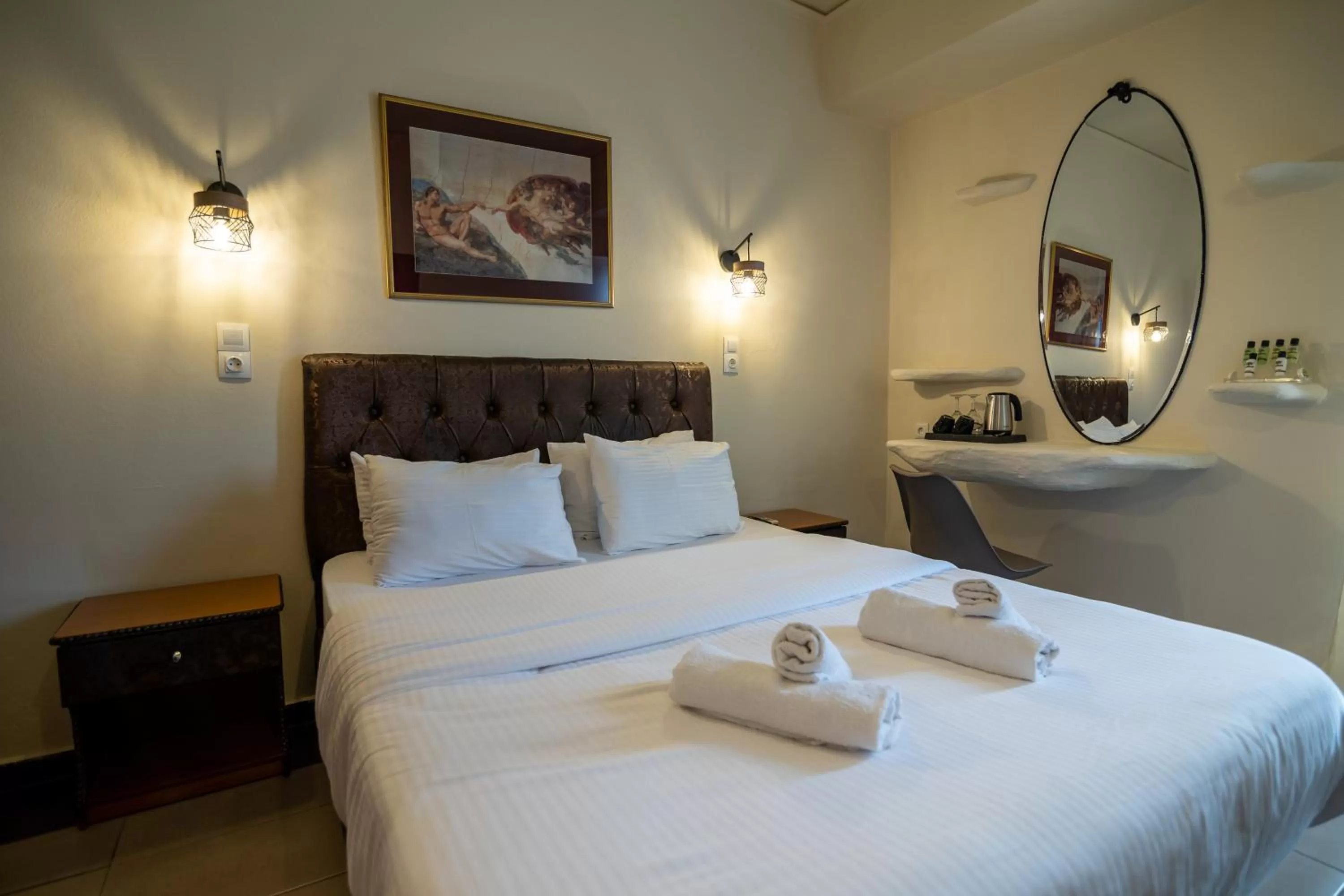 Bed in Votsalakia Hotel & Luxury Apartments
