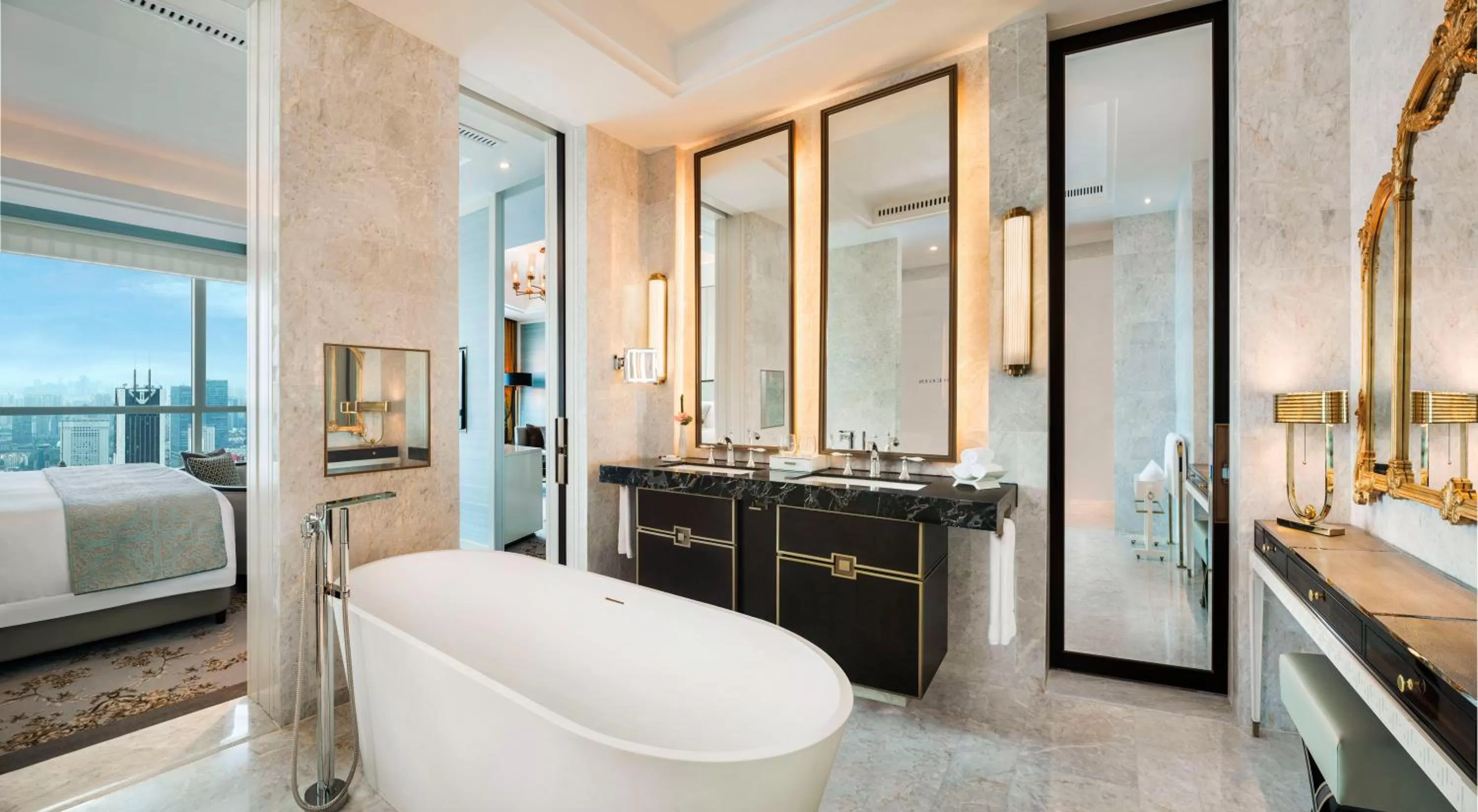 Bathroom, Bed in The St Regis Shanghai Jingan