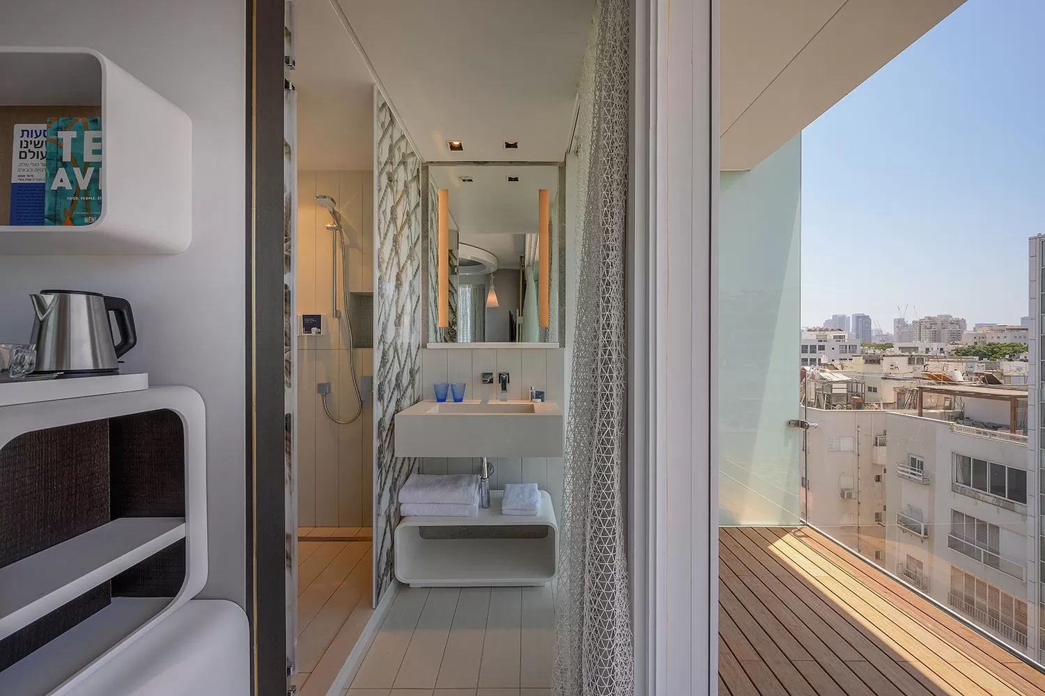 Bathroom, Bed in Port Tower by Isrotel Design