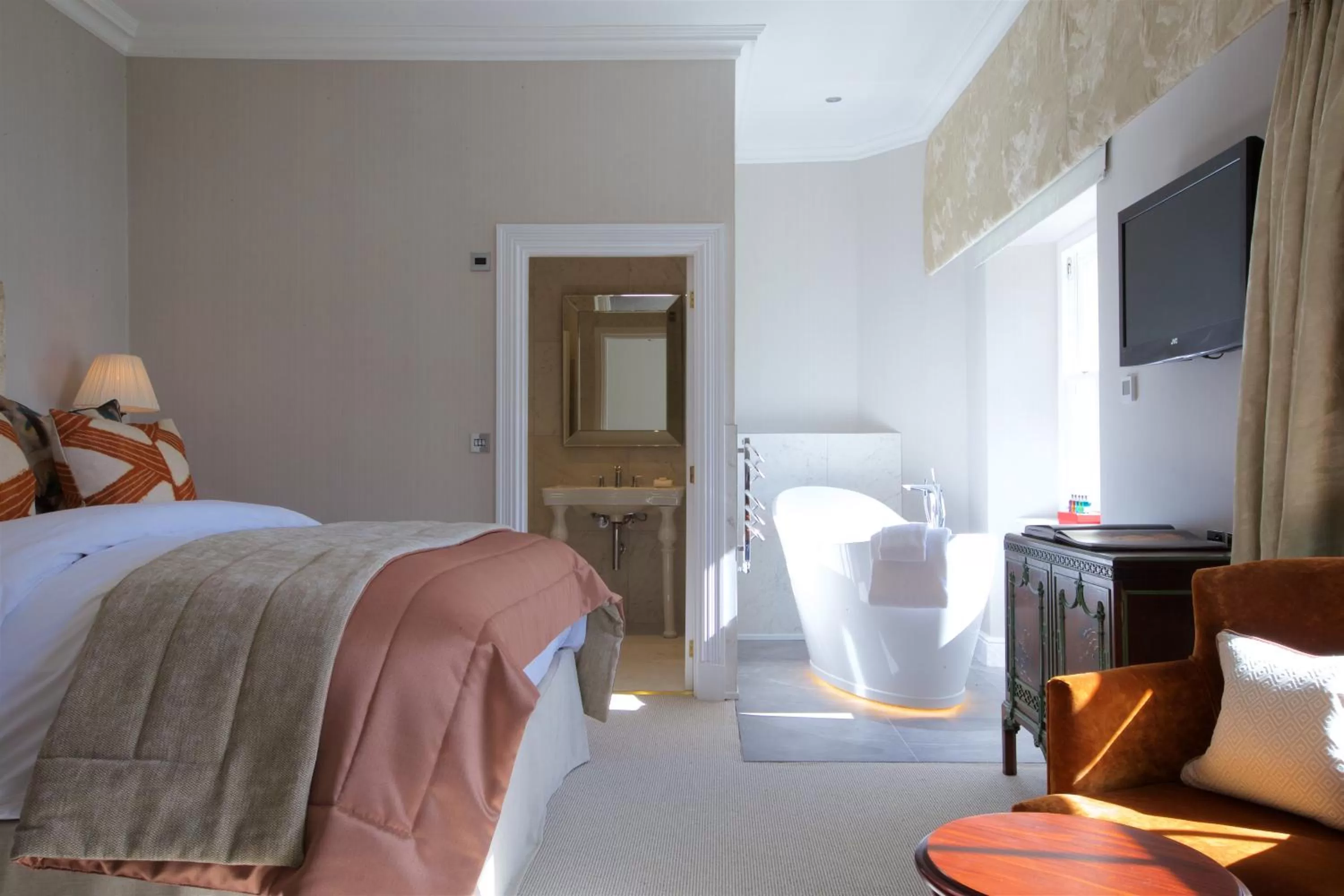 Photo of the whole room, Bed in Storrs Hall Hotel on the shore of Lake Windermere