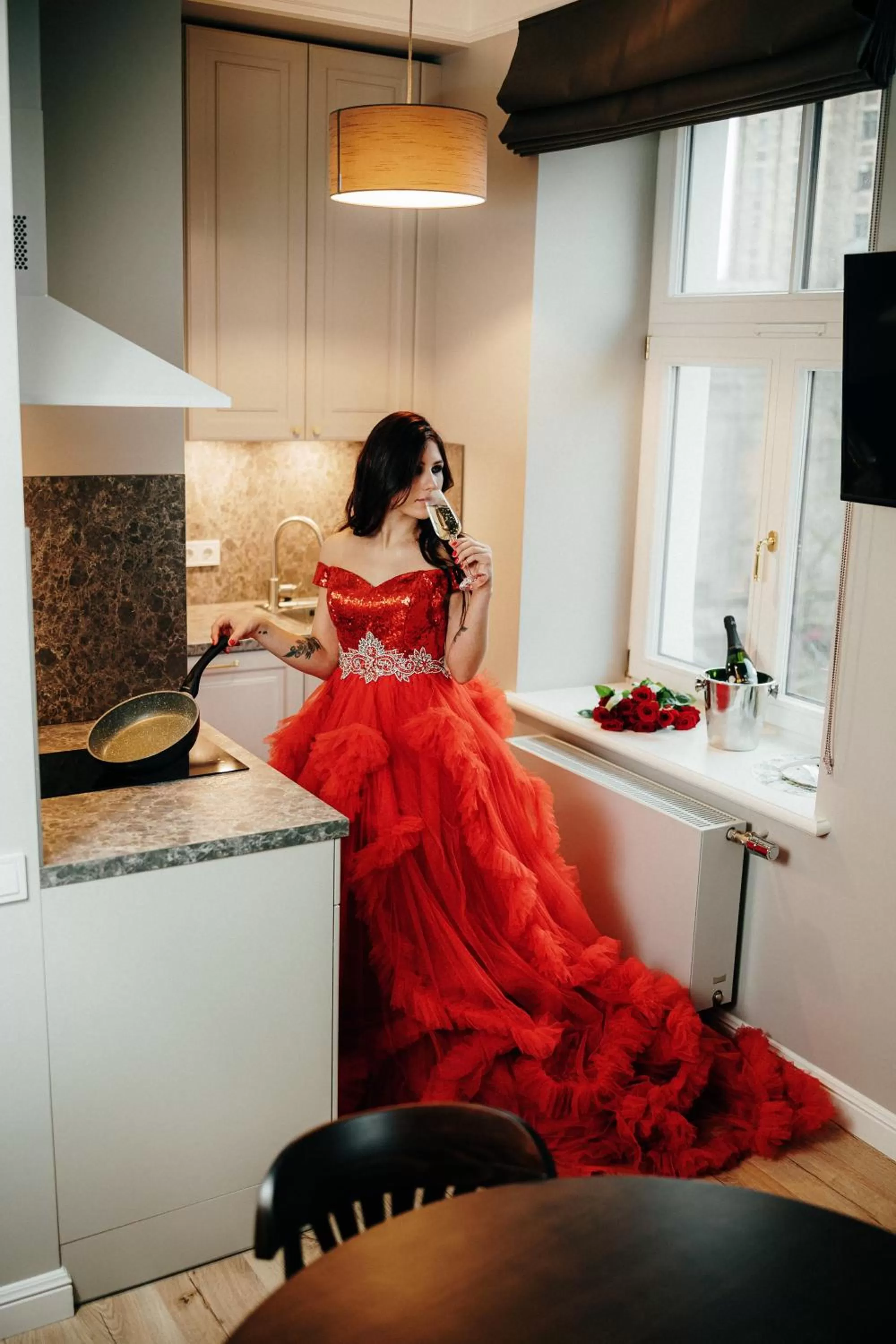 Kitchen or kitchenette in Aparthotel Amella