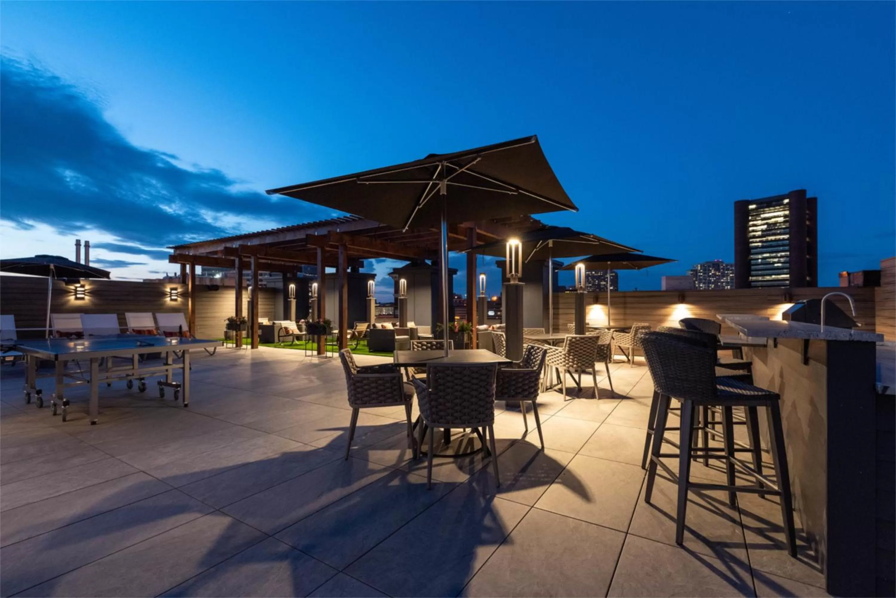 Patio in Luxury Furnished Apartments by Hyatus Downtown at Yale