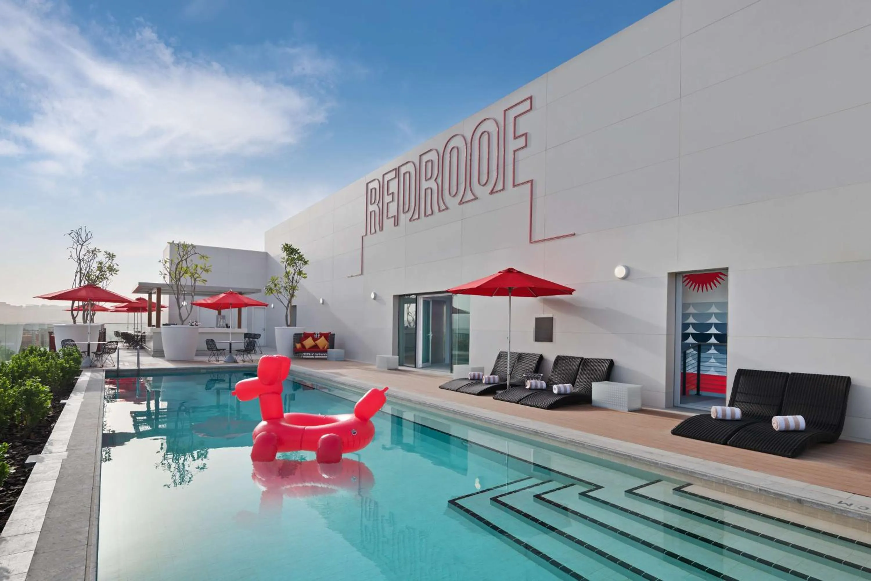 Pool view in Radisson RED Dubai Silicon Oasis