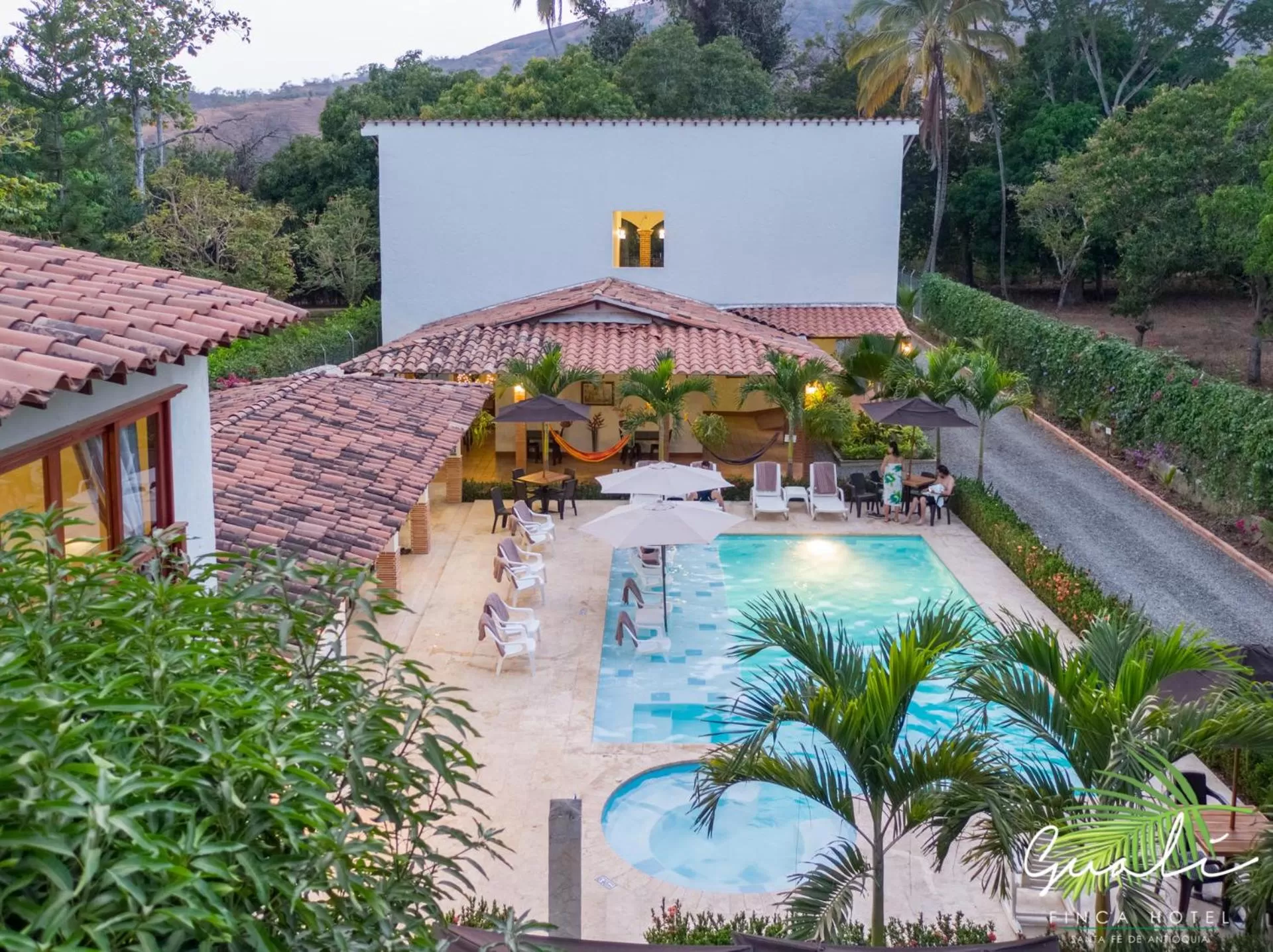 Pool view in Finca Hotel Guali Santafe