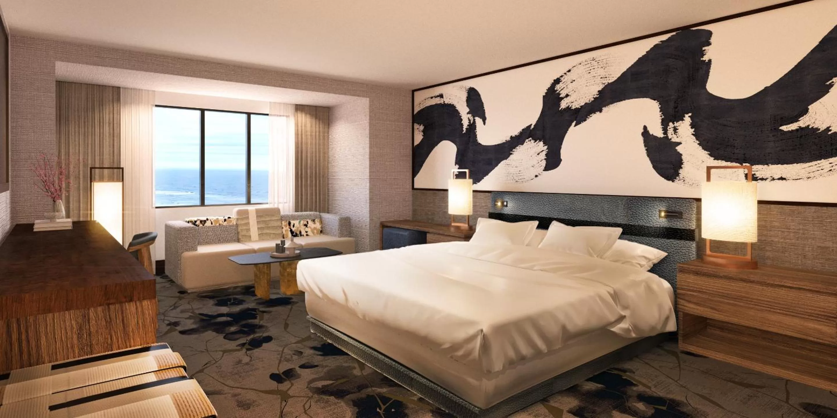 Bedroom, Bed in Caesars Atlantic City, A Caesars Destination
