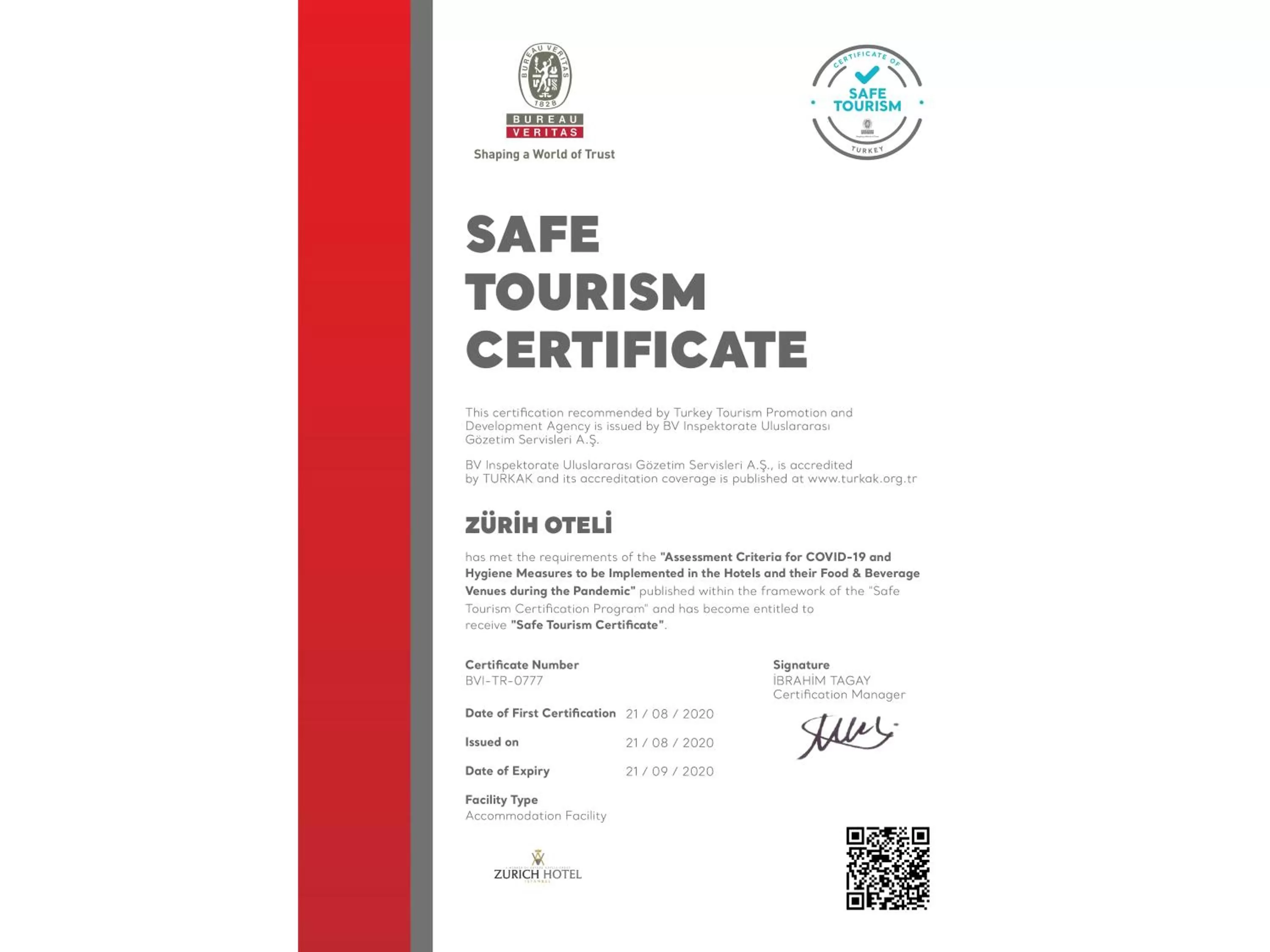 Certificate/Award in AHC Old City Hotel