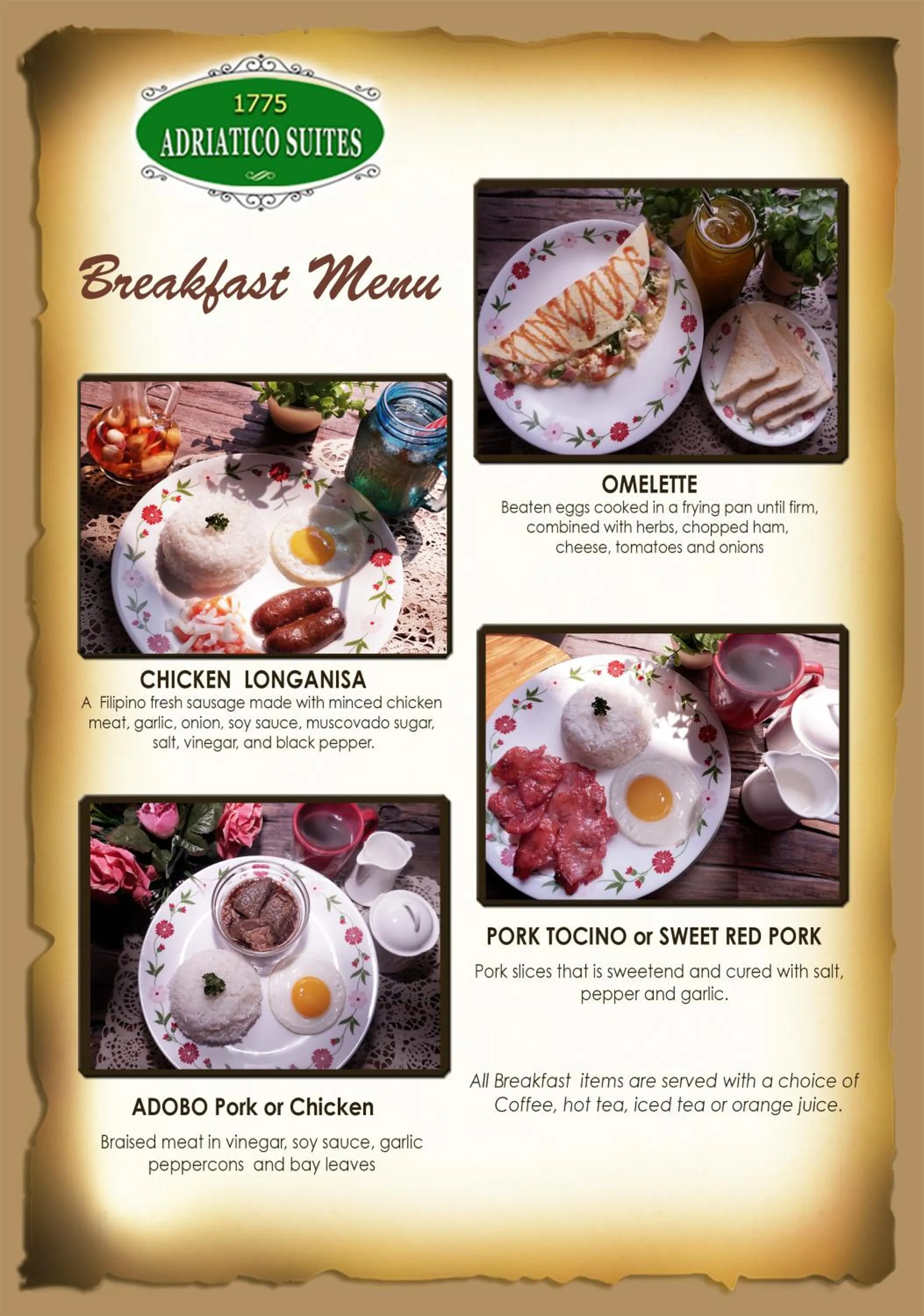 Breakfast in 1775 Adriatico Suites