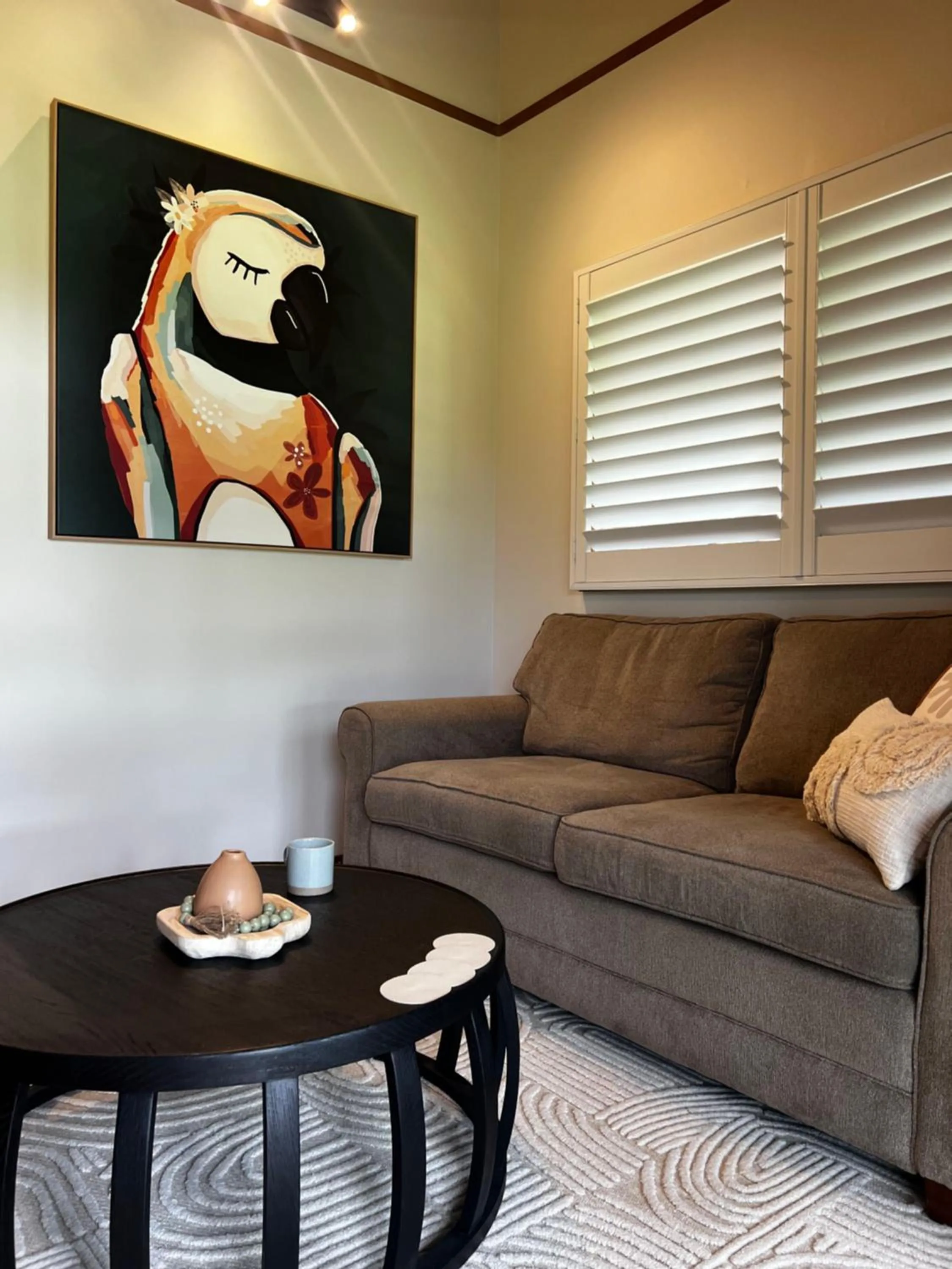 Seating area in Hermitage Lodge